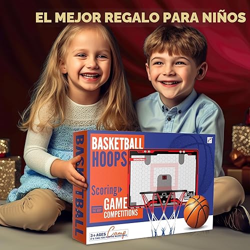 Miniatura 7 de HopeRock Aro de Baloncesto Interior para Niños, Mini Aros de Baloncesto Sobre la Puerta, con Luz LED, Marcador, Juguetes de Cumpleaños, Regalos para