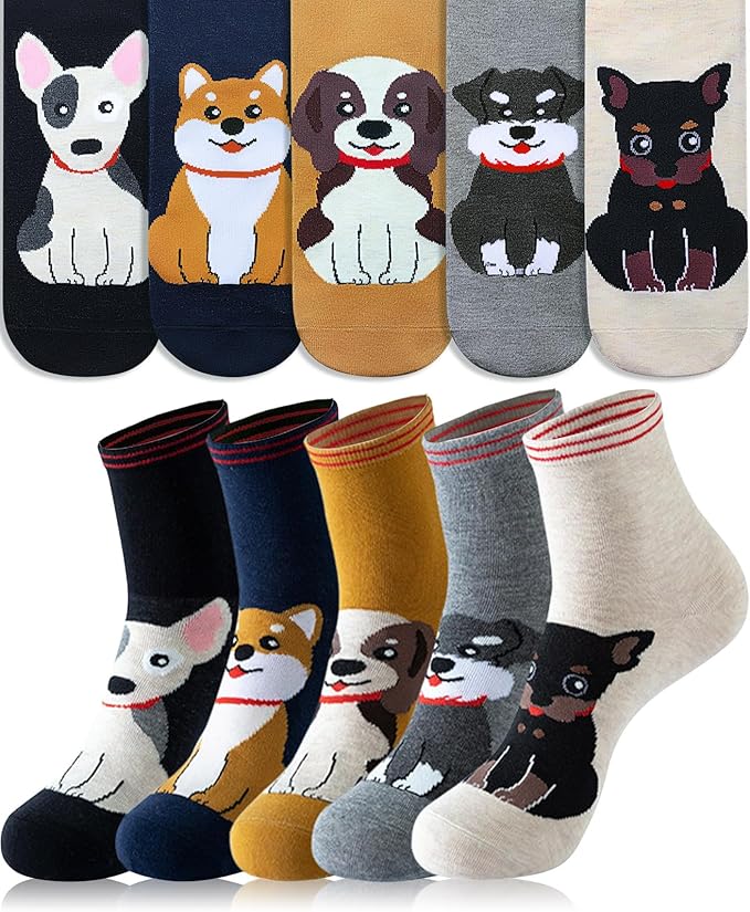 Funny Animal Socks for Women - Cute Dog and Cat Socks, Colorful Novelty Funny Socks for Animal Lover