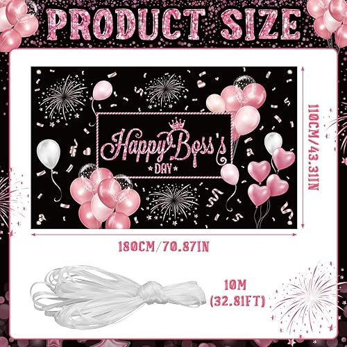 Miniatura 2 de Mixweer Fondo de 71 x 43 pulgadas para decoración del Día del Jefe, cartel de fotos rosa femenino para oficina, suministros de fiesta