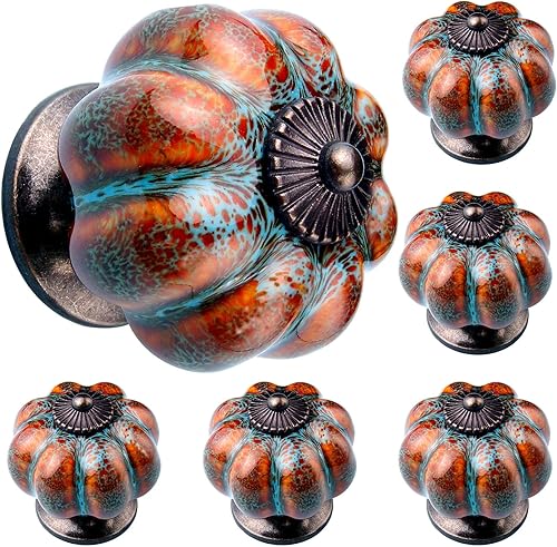 Miniatura 8 de OLAYA Pomos de cerámica vintage de calabaza para gabinetes, manijas de armario, pomos de cerámica, pomos de calabaza retro y elegantes, manijas de