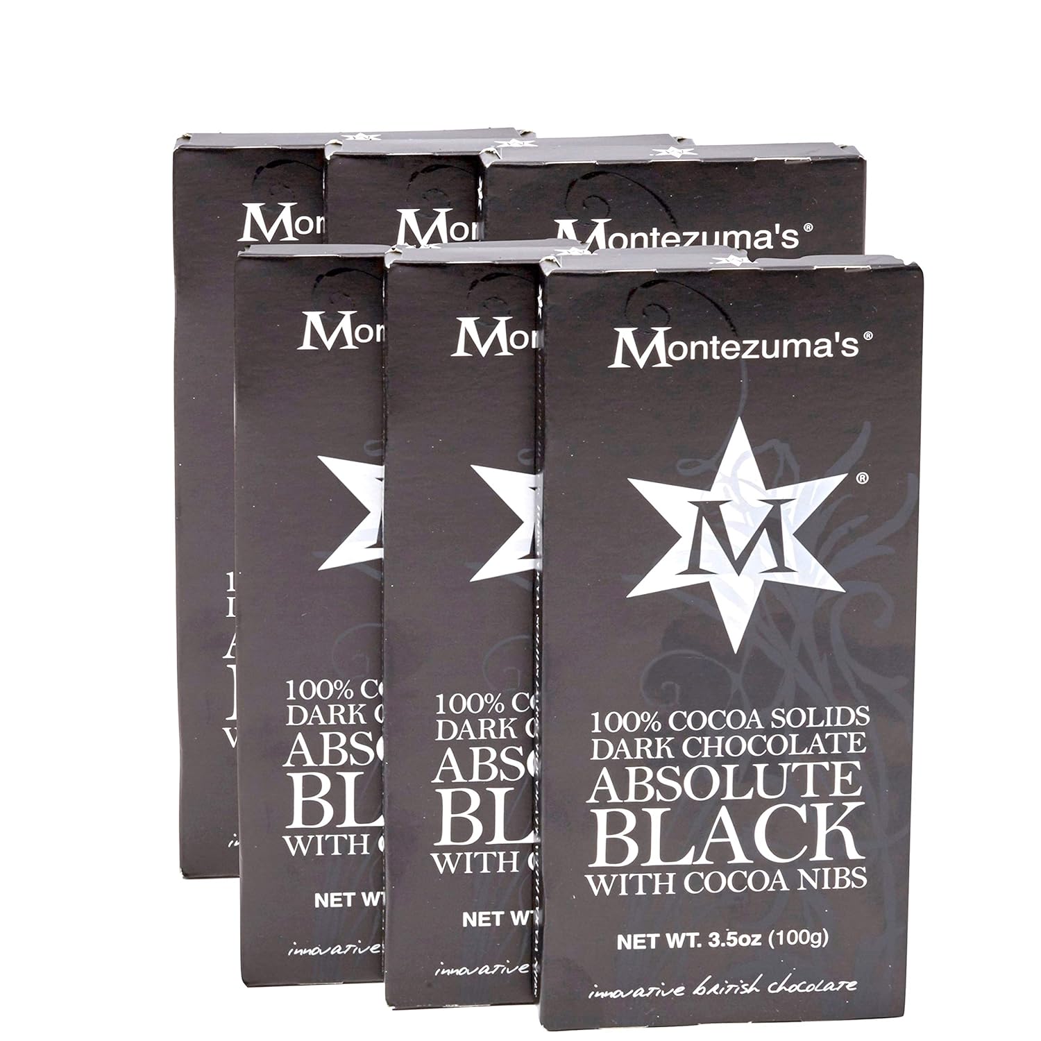 Montezuma Dark Chocolate Absolute Black Cocoa 90G (Pack of 6)