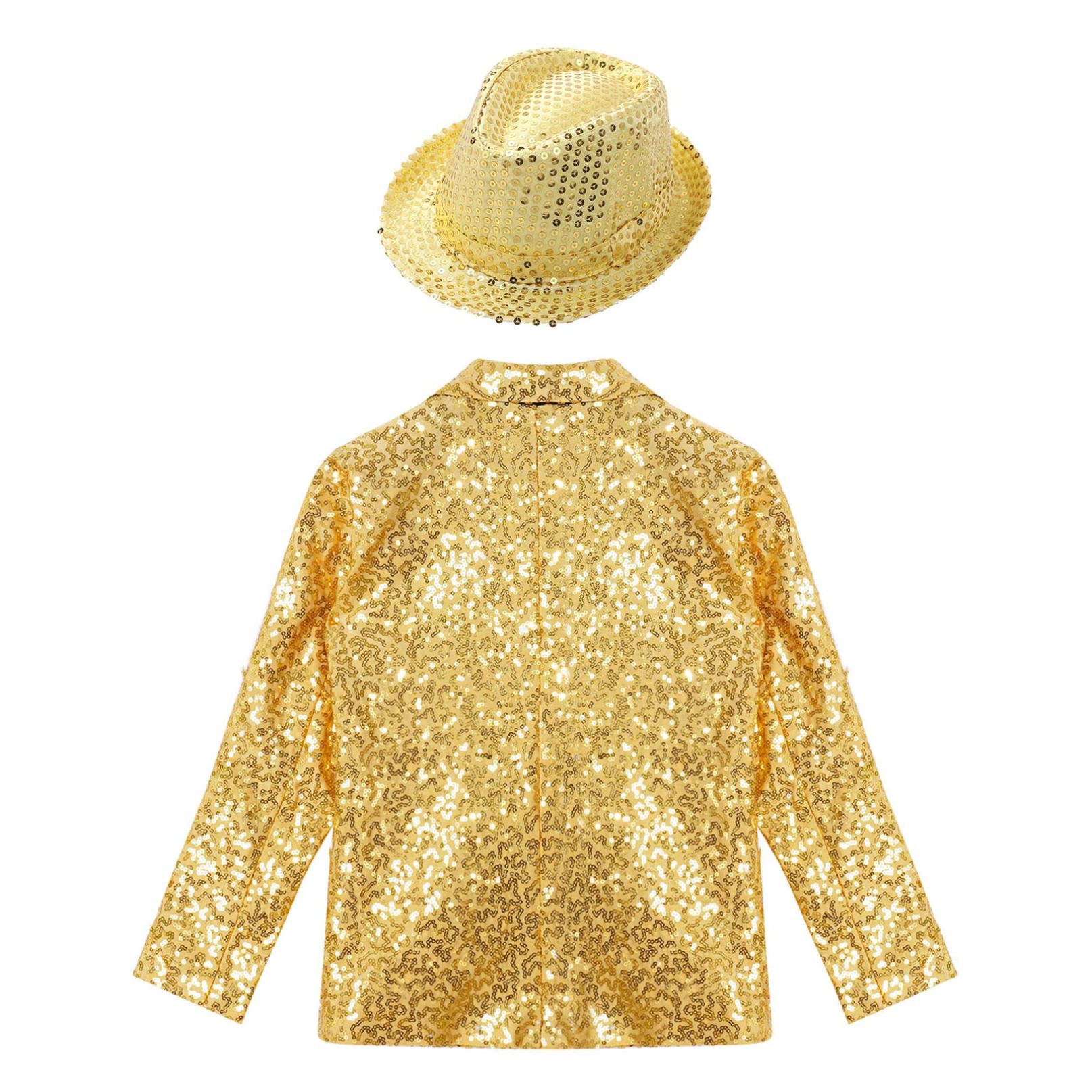 iiniim Niños Blazer Slim Fit Manga Larga Chaqueta de Traje para Niños De Lentejuelas Brillante con Botón Abrigos Casual Esmóquines para Niños Bodas Actuación
