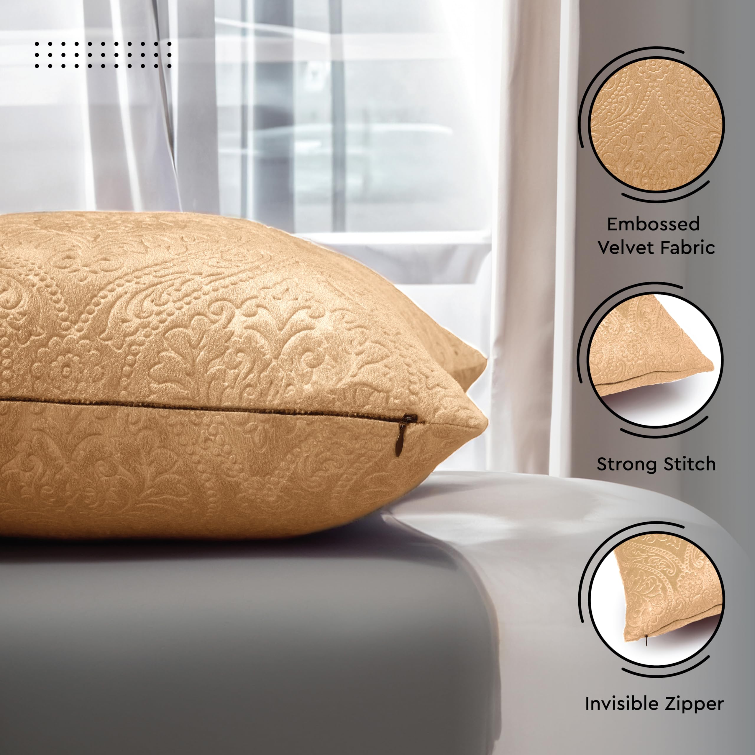 Encasa XO Luxury Embossed Velvet Cushion Covers, Plush Throw Pillow Covers For Elegant Living Rooms & Bedrooms - Image 4