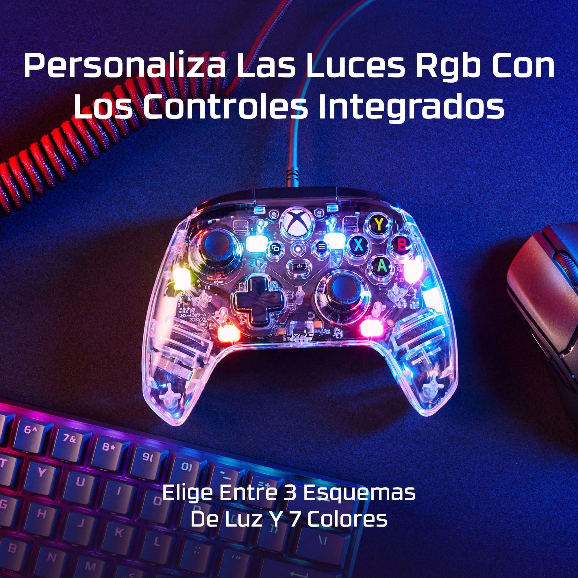 HyperX Clutch Gladiate RGB - Mando con cable para Xbox One, Xbox Series X|S, Windows 10/11, joystick, gamepad, motores de vibración dual, RGB
