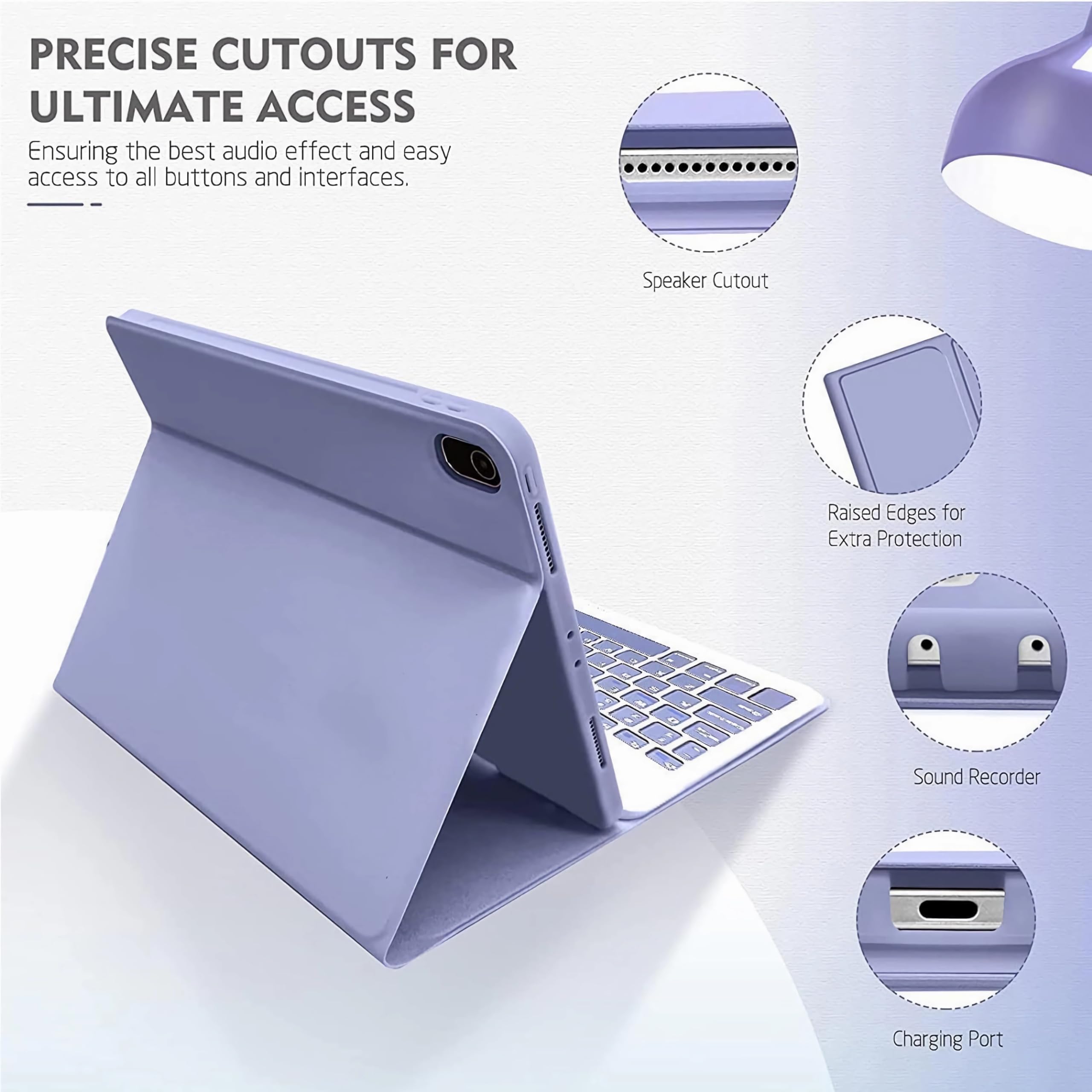 Teclado Funda para Samsung Galaxy Tab S7 FE /S7 Plus/ S8 + 12.4" con Ratón Smart Soft Case Teclado Bluetooth Inalámbrico Desmontable Cubierta De La Tableta con Soporte para Lápiz,Verde