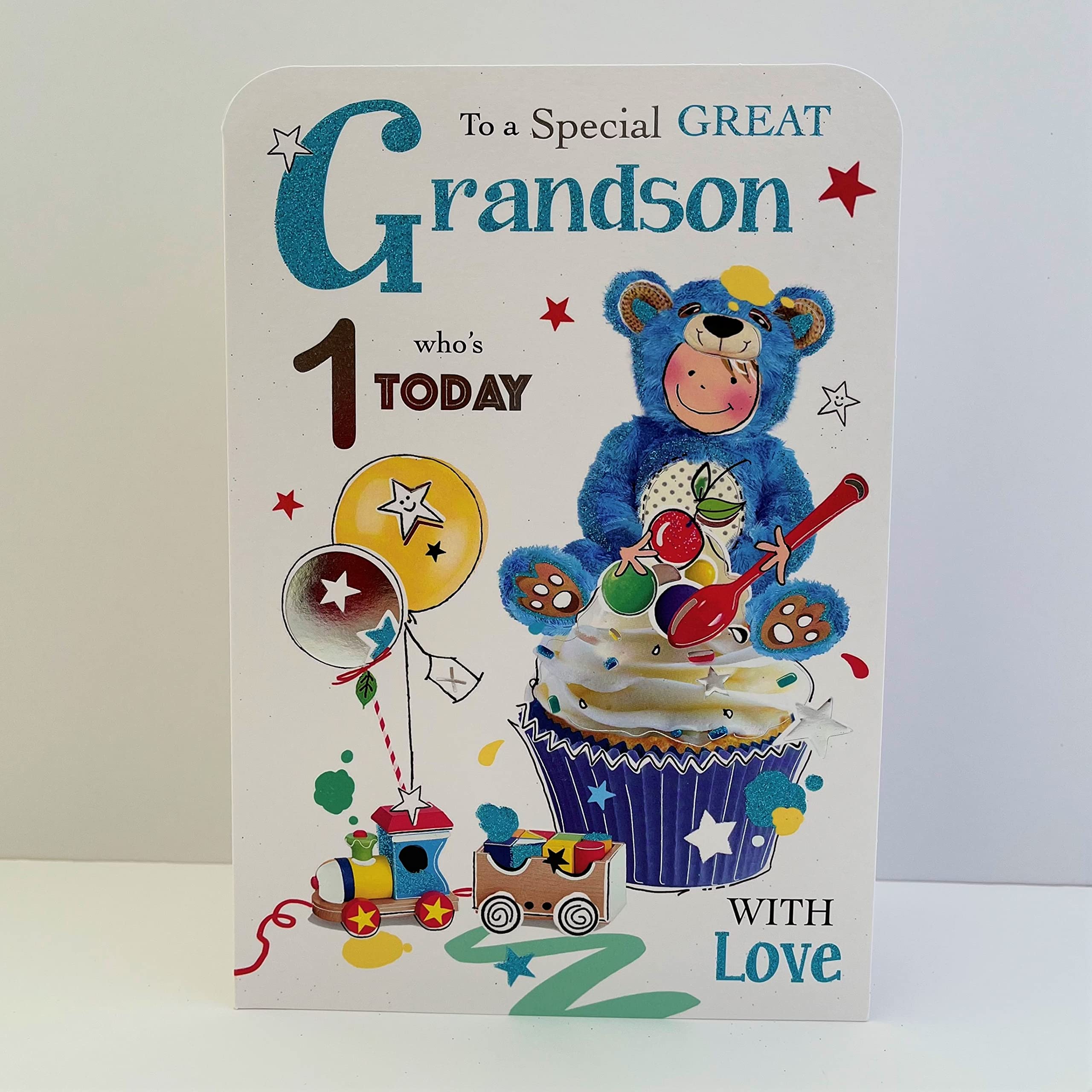 Prelude Grandson 1st Birthday Card ~ For A Special Grandson On Your 1st Birthday ~ Cute Bear - View #10
