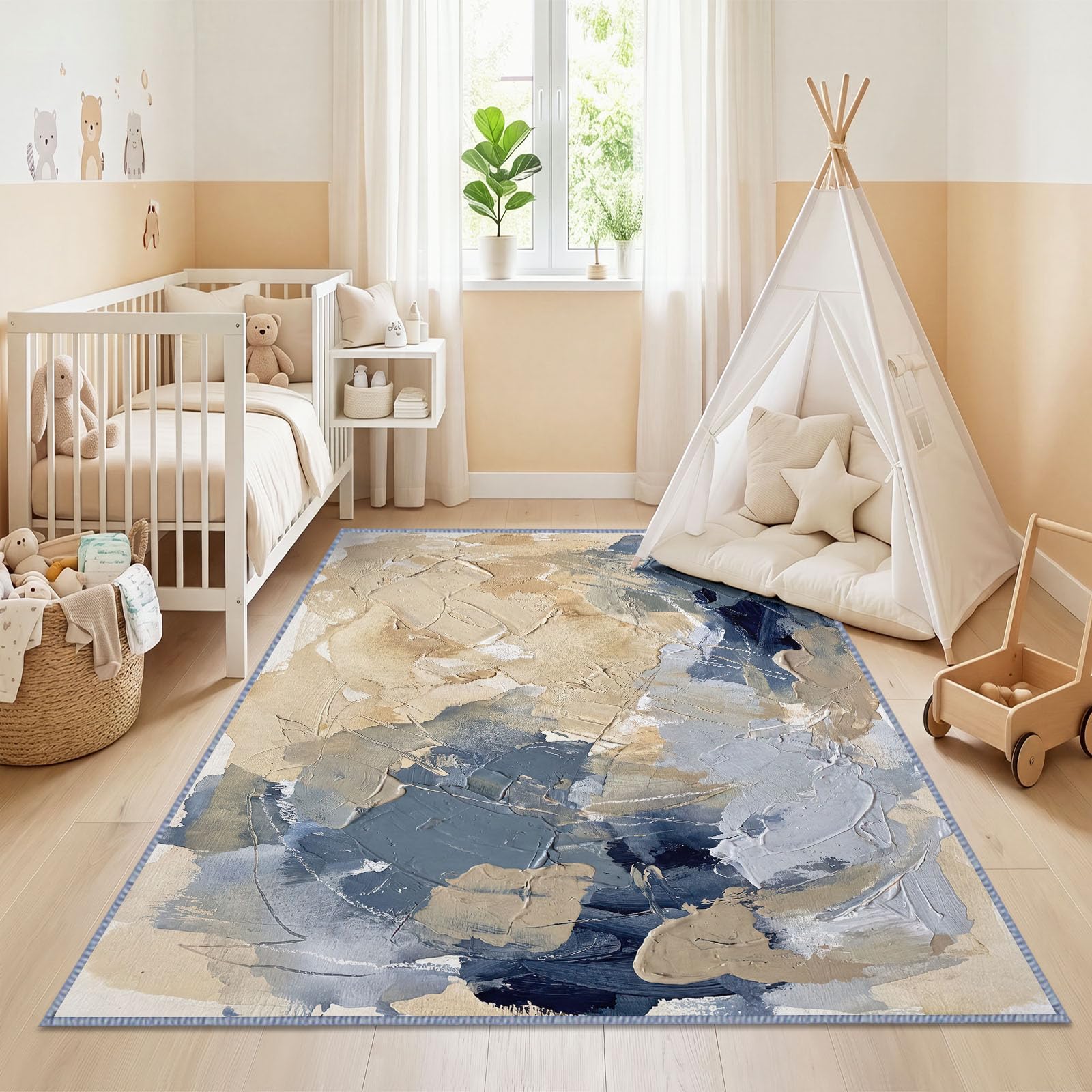Générique Tapis Bloc De Couleur Pigment d’intérieur Durable, Facile à Nettoyer 200x300 cm, Moderne Art Abstrait Tapis pour Salon, Chambre, Cuisine ou entrée