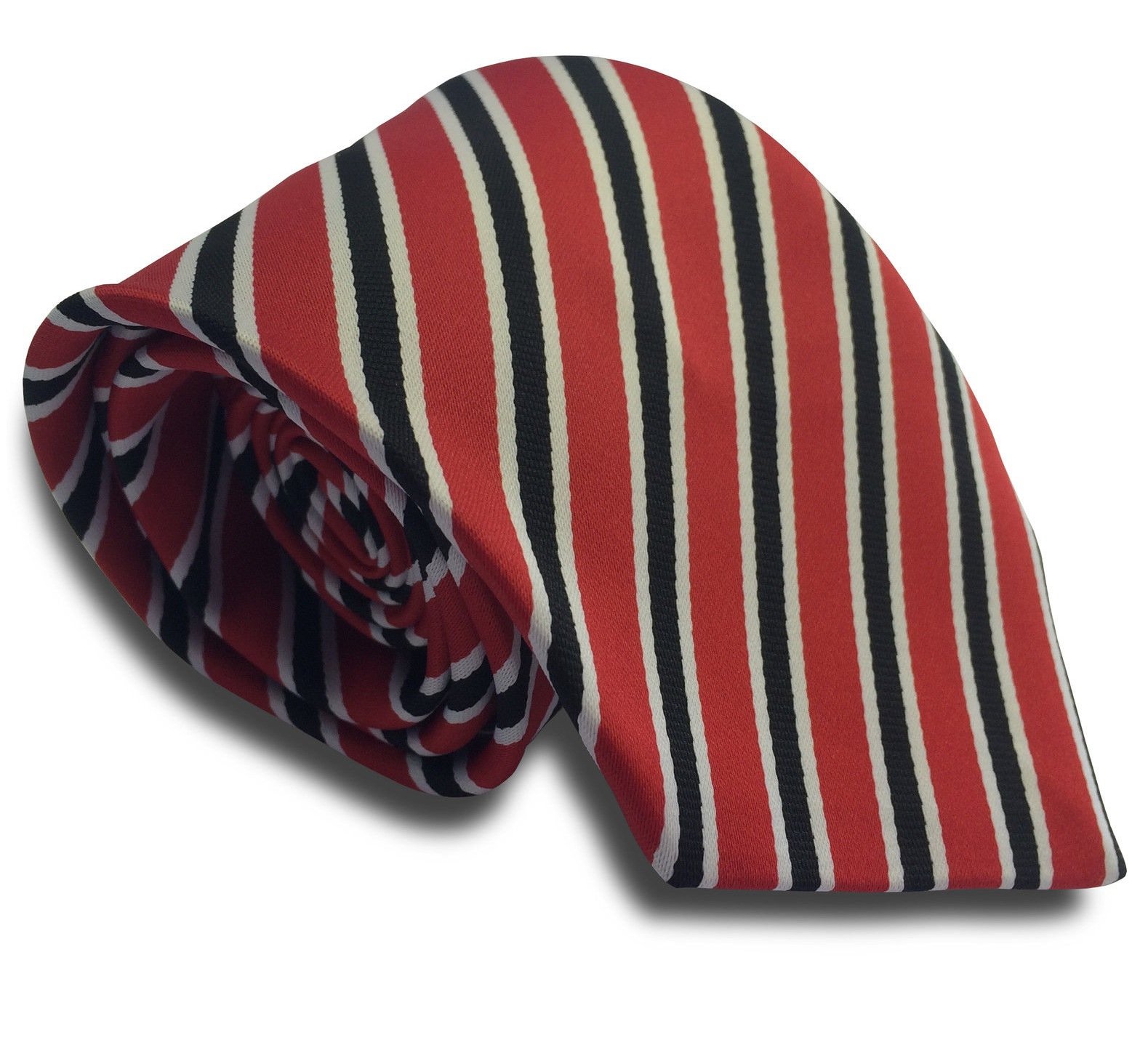Men's Red, Black & White Football Stripe Neck Tie
