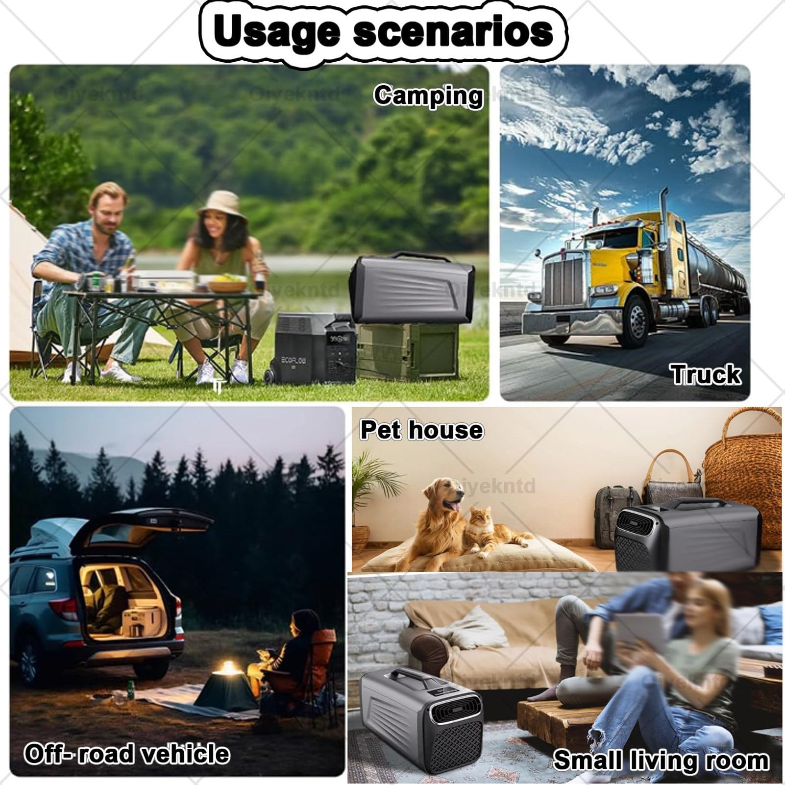 Tragbare Klimaanlage (5200 BTU), 400 W, leises mobiles Camping-Klimagerät mit Kompressor, geringer Stromverbrauch für Zelt und Wohnmobil, Kühlung + Entfeuchtung + Ventilator + Schlafmodus 220V