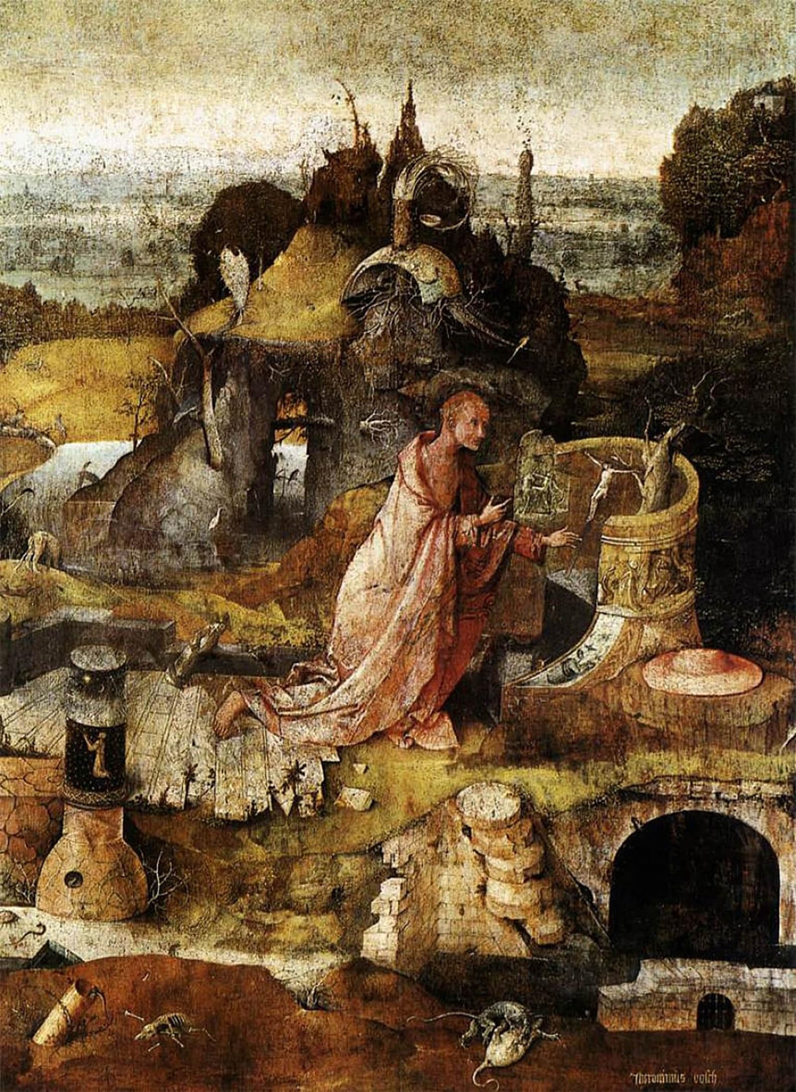 POSTERIIk Vintage Art Print Images Pictures Print Temptation of Saint Anthony by Hieronymus Boske Modern Colour Posters for Office Home Decor 60x90cm