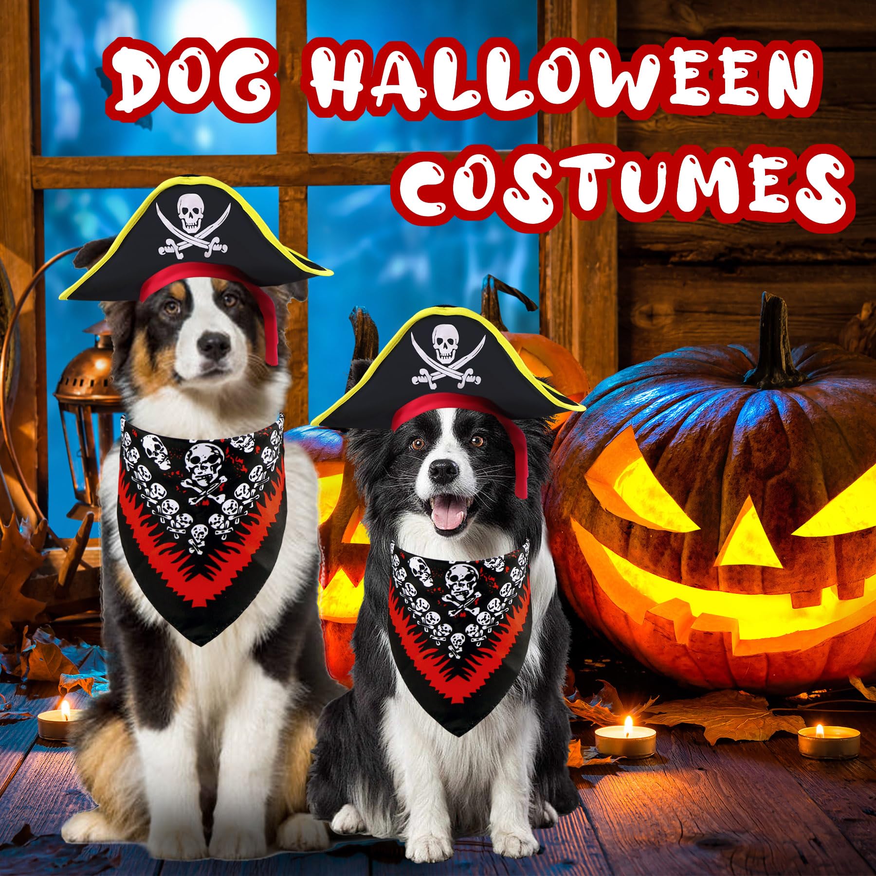 GOYOSWA Dog Pirate Costume, Dog Halloween Costumes Pirate Hat and Bandana Set Holiday Outfit Clothes for Small Medium Large Dogs Pets (Style A, Small)