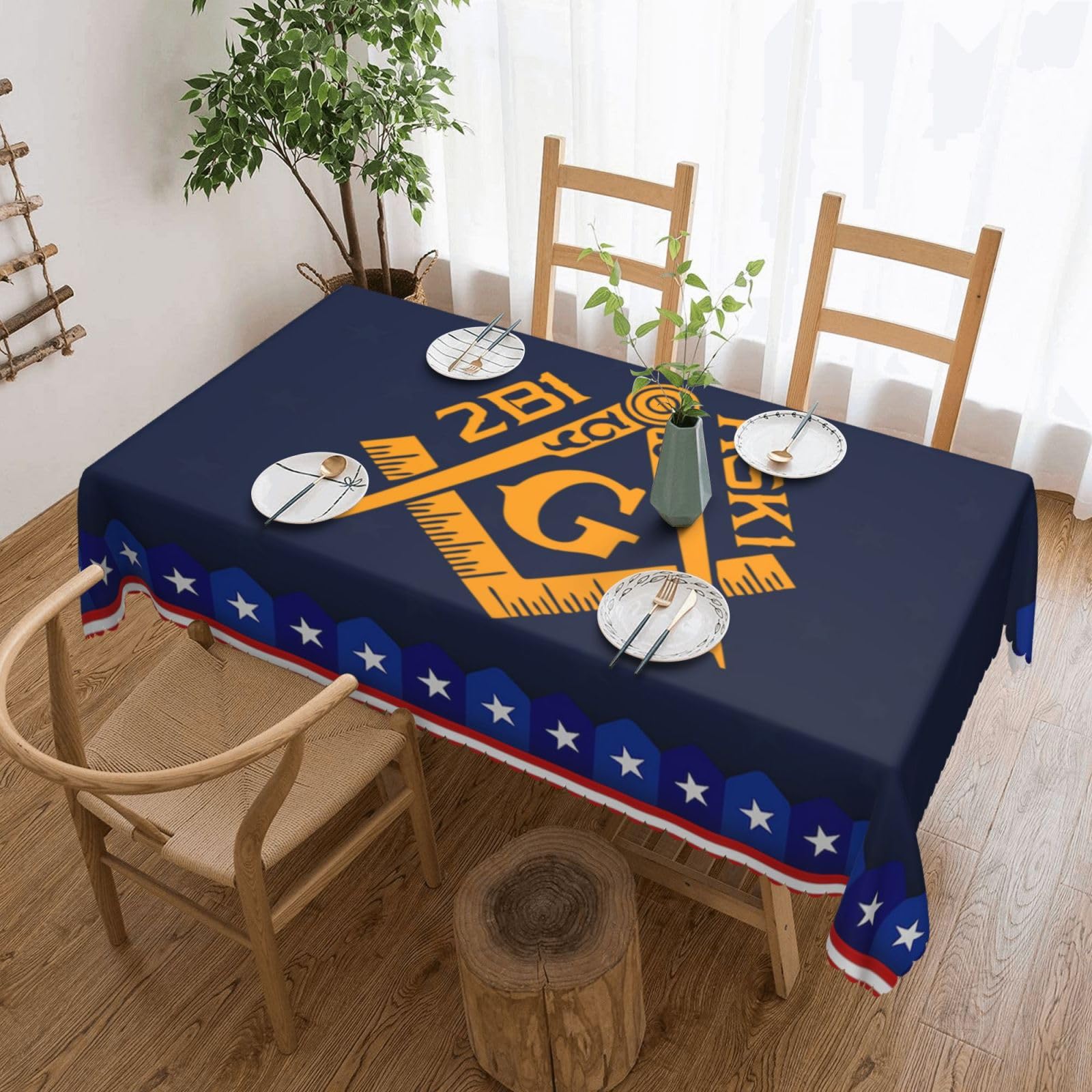 SMAZDFXX Masonic - The Masonic 54 x 72in Table Cloth,Polyester Rectangle Tablecloth for Kitchen Dining