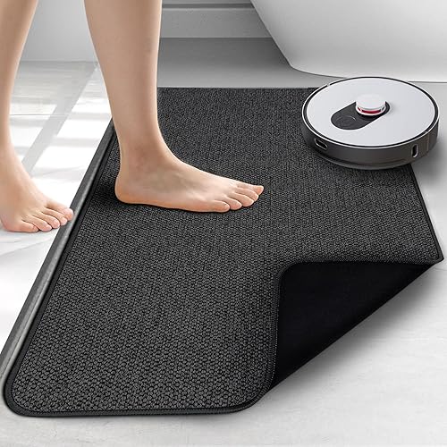 Miniatura 7 de Tapetes de baño delgados mejorados, súper absorbentes, tapetes de baño con parte trasera de goma antideslizante, de secado rápido, lavables a