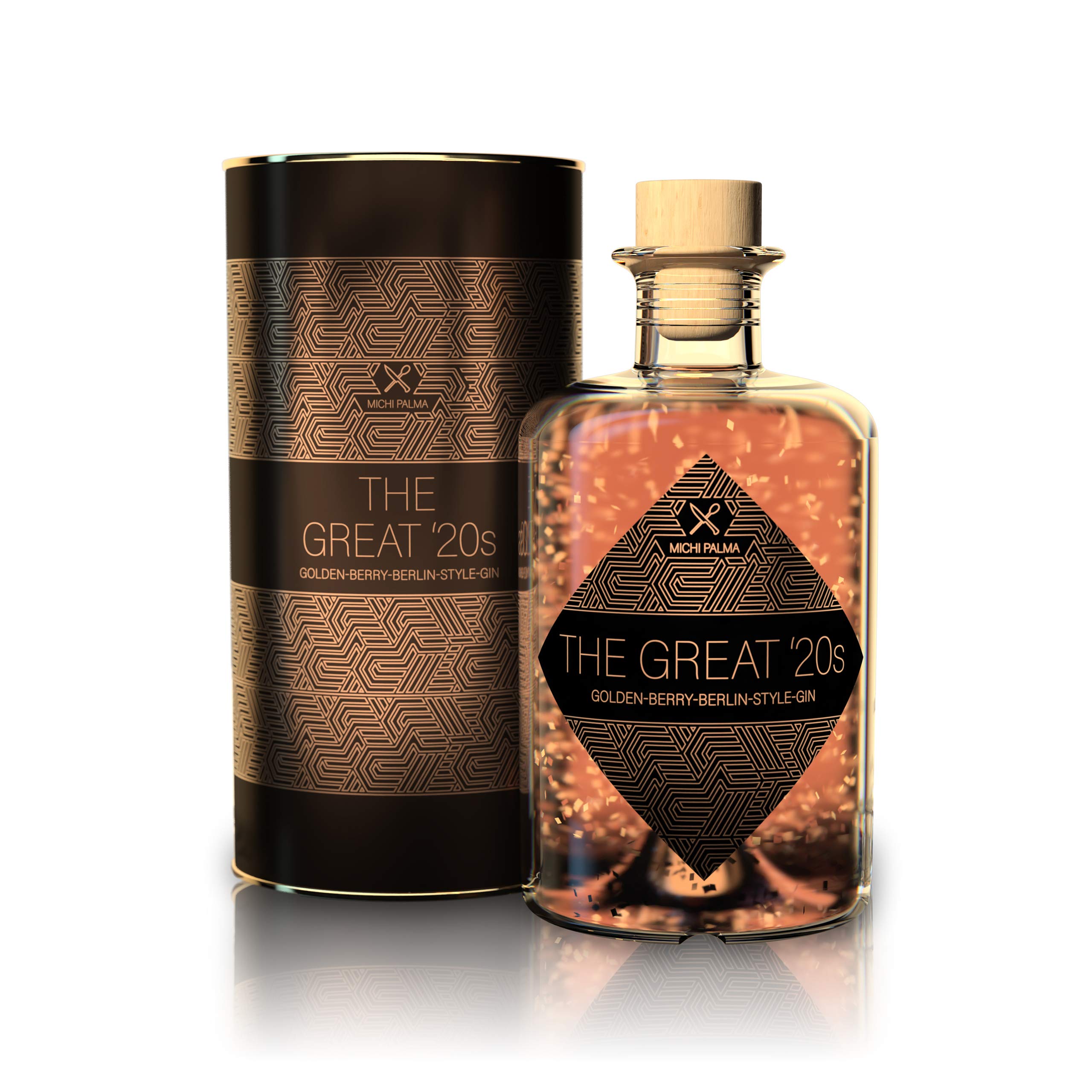 Michi Palma | The Great '20s Golden-Berry-Berlin-Style (1 x 0.5 l) | Premium Spirituose auf Gin-Basis | Mit 23 Karat reinem Blattgold und edler Geschenkverpackung | Goldene Gin-Geschenkidee