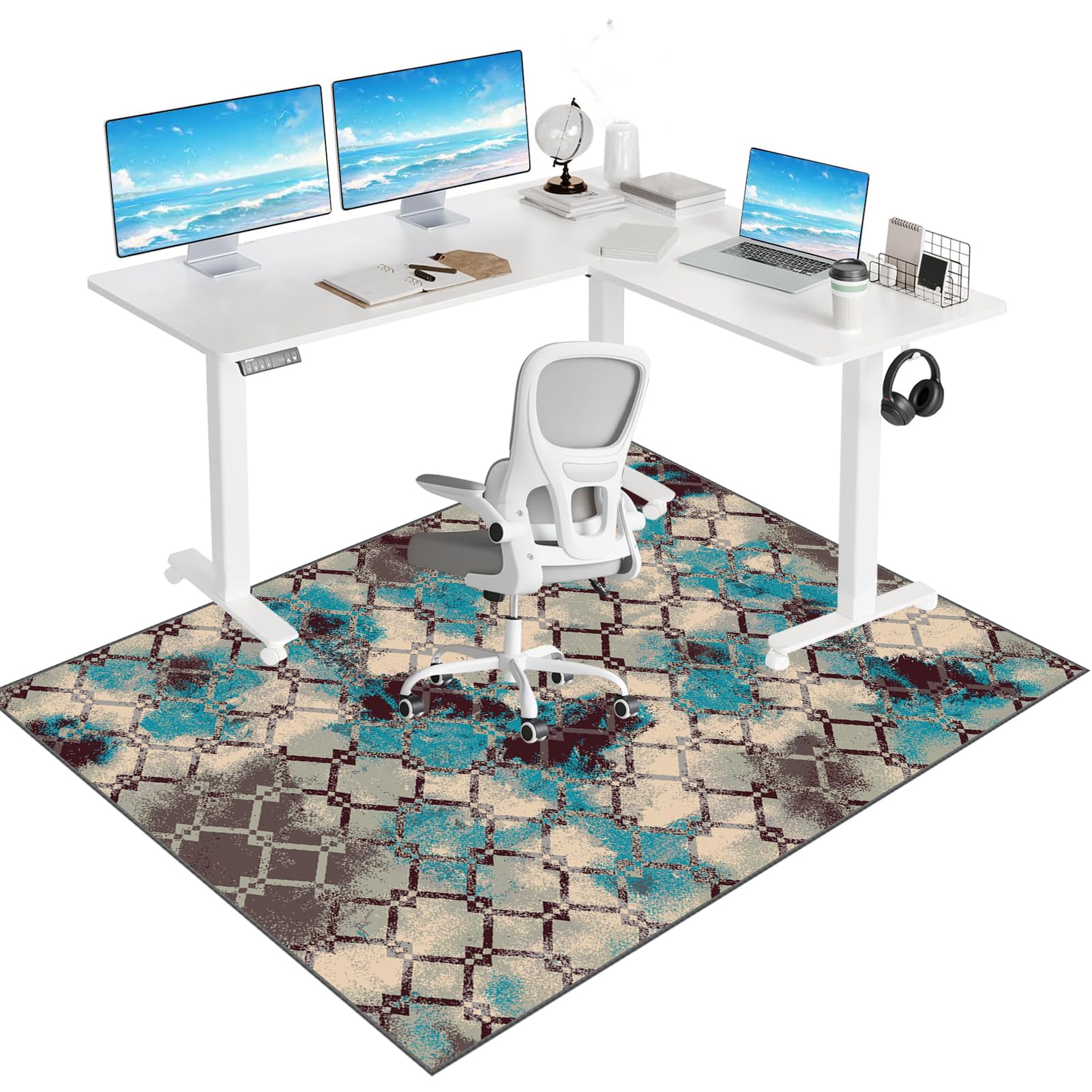 Office Chair Rugs For Hardwood Computer, Office Chair Mat, Non-Slip Office Floor Mats, Gaming Chair mat for Carpet Floors, Carpet Chair Mats, Desk Floor Mat Desk Chair Protector Carpets 120 x 140 cm