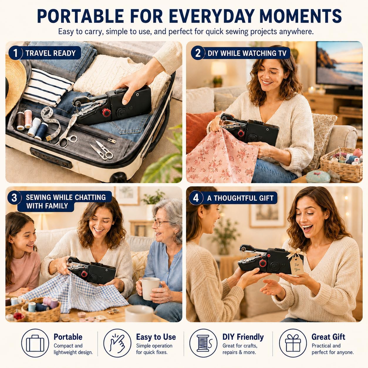 Portable Handheld Sewing Machine,89 Pcs Sewing Kit,Mini Hand Held Stitching Machine for Adults and Beginners