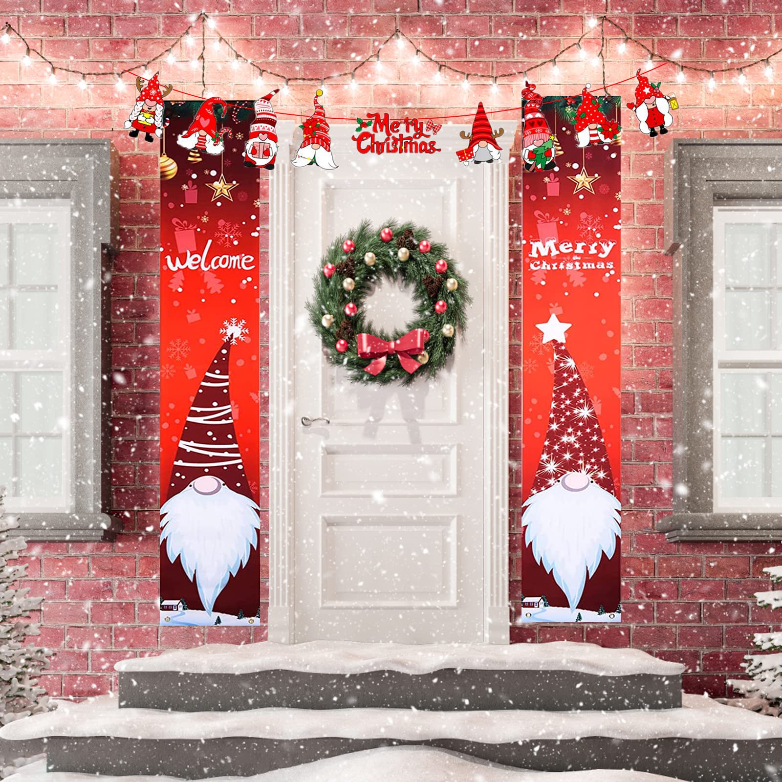 Großes Frohes Weihnachten Banner Frohes Neujahr Outdoor Indoor Banner Weihnachtsdekoration Hängende Merry Christmas Banner Flagge Garten Banner Weihnachtsdeko Tür Banner 296 * 48cm