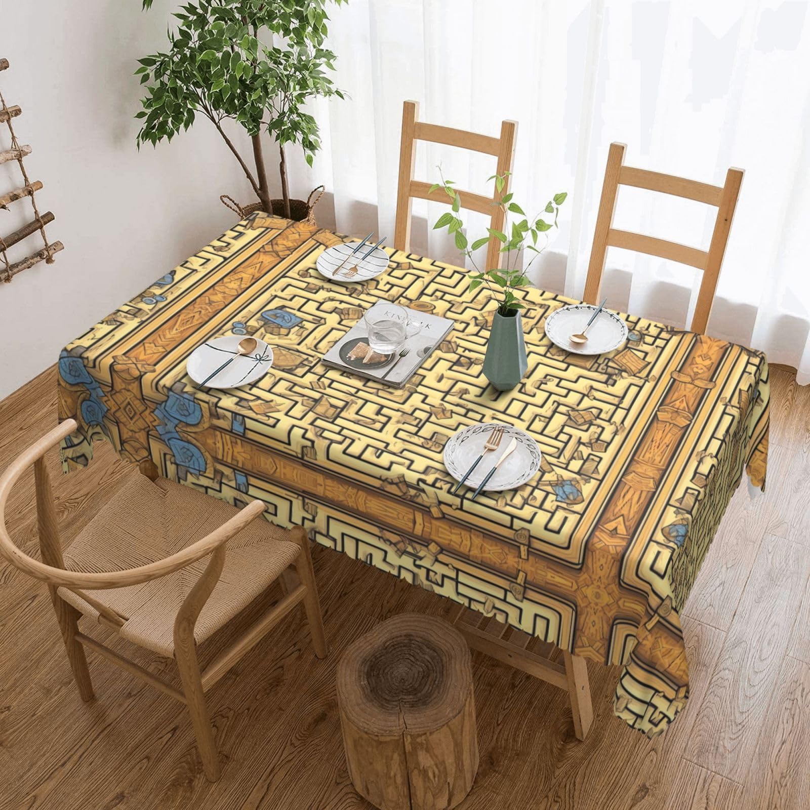 HLBSDM Treasure Maze Square Lace Tablecloth, 54x72 Inch Restaurant Decorative Tablecloth, Party Banquet Indoor and Outdoor Universal Tablecloth