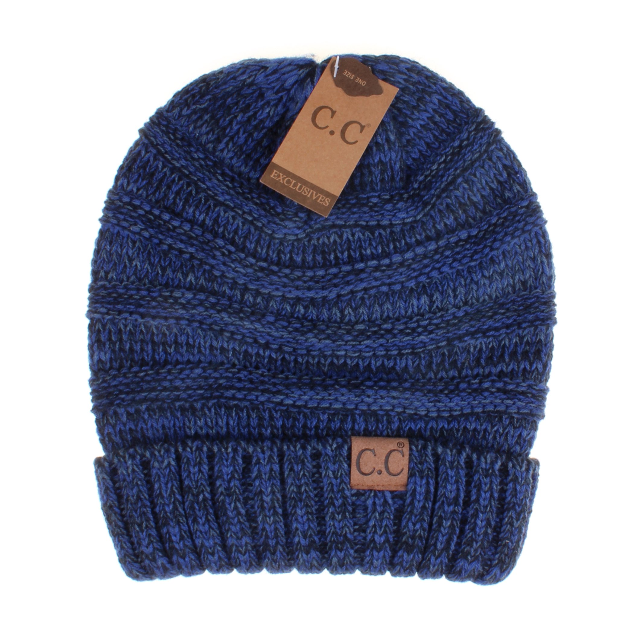C.C Unisex Beanie Oversized Slouchy Cable Knit Beanie (HAT-6242) (Navy)