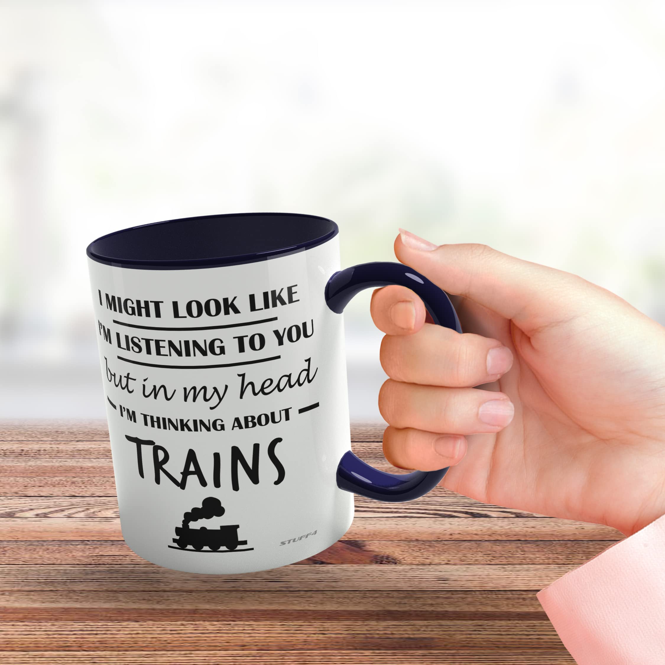 Stuff4 Steam Train Gifts for Men, in My Head I'm Thinking About Trains Mug - Image 3