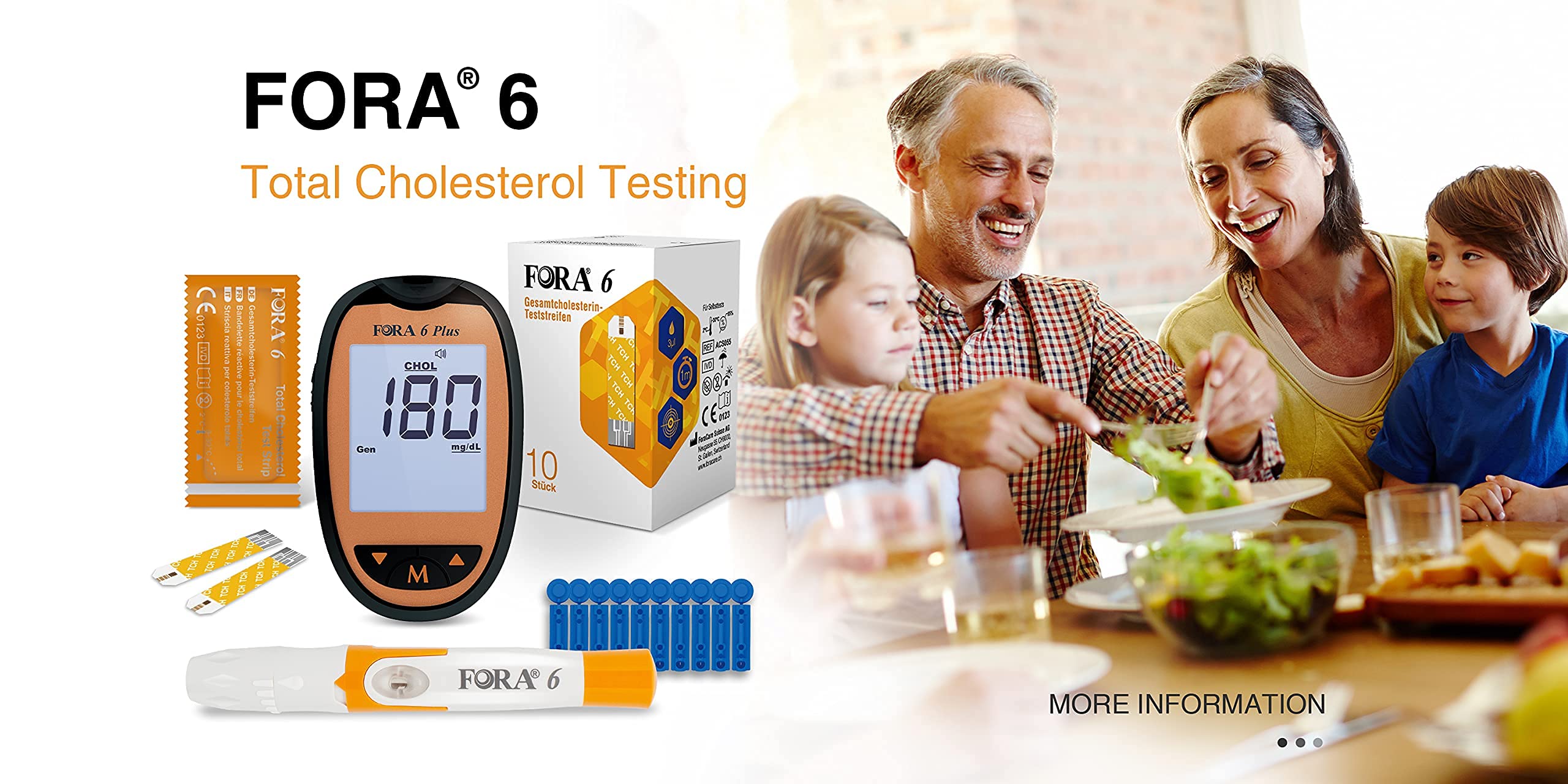 FORA 6 Total Cholesterol Test Strip (ACS055,Foil)(10pcs/Box) *3