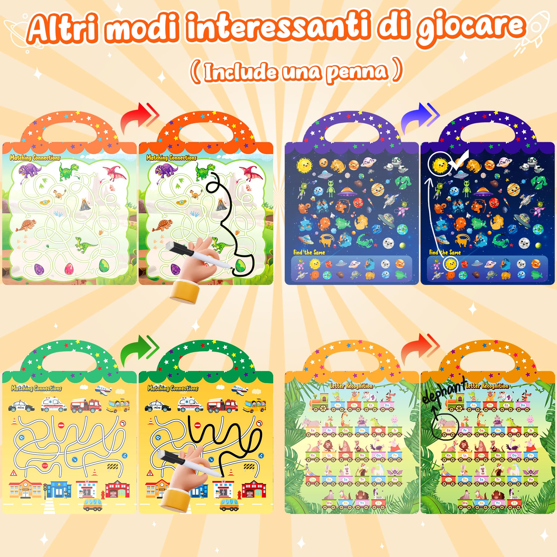 Adesivi riutilizzabili Libri Giocattoli per Bambini-3 Adesivi Libri per Età 2-6 Anni Ragazzi Ragazze Bambine,Giocattoli Adesivo Libro Quattro Stagioni,Mappa Del Mondo,Natale educativo Regalo