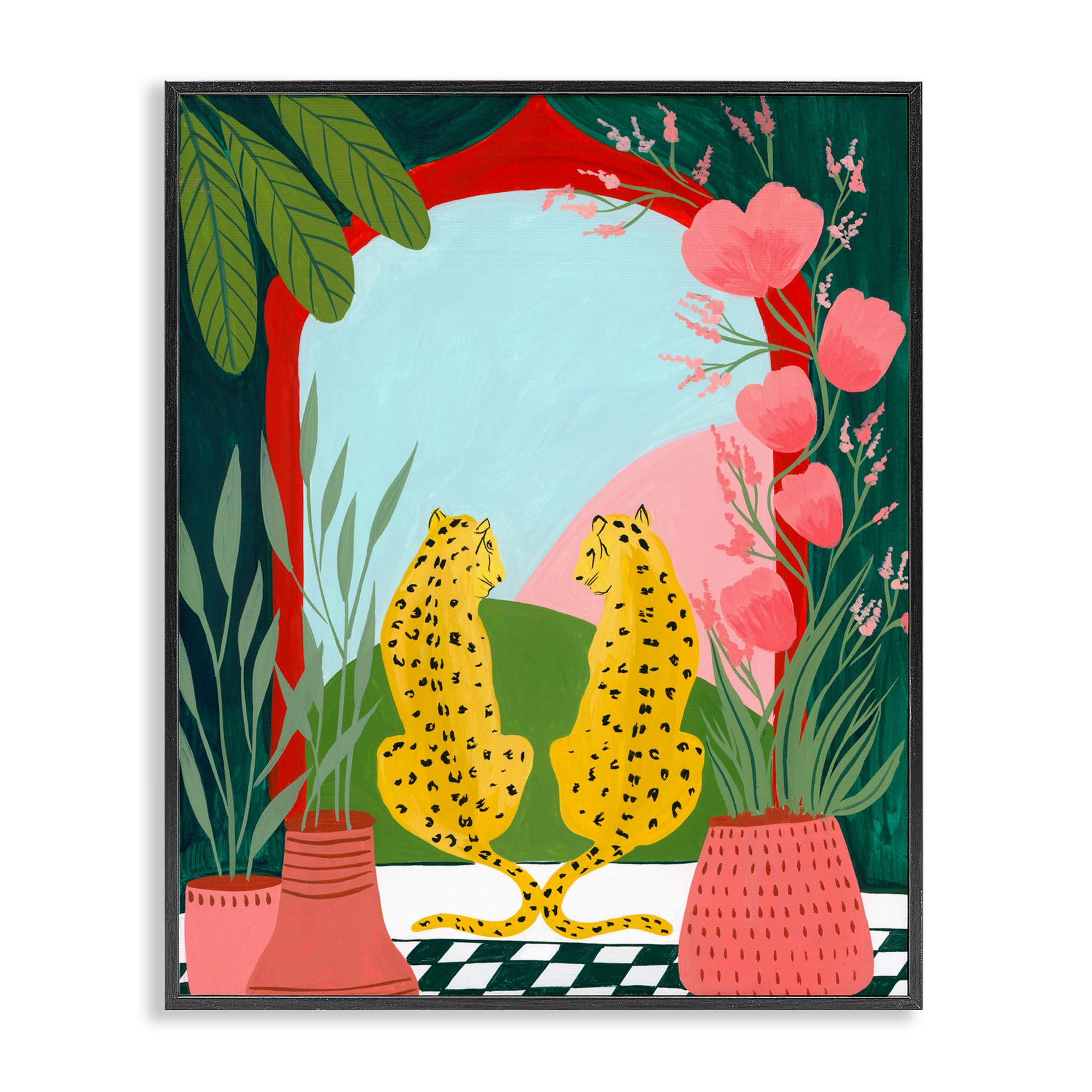 'Twin Leopard & Plants'| Framed Giclee Art