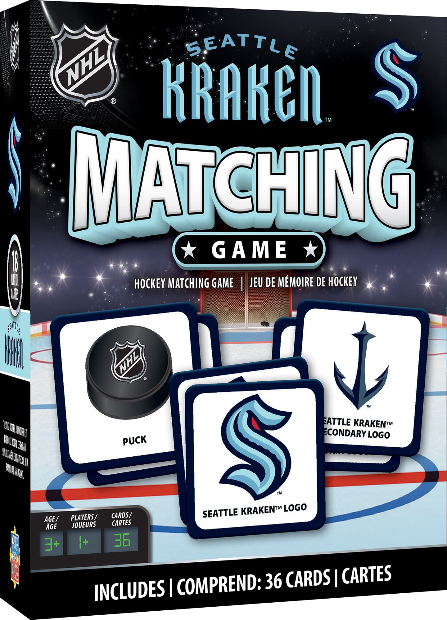 Masterpieces Sports Games - Seattle Kraken NHL Matching Game - Game for Kids and Family - Laugh and Learn