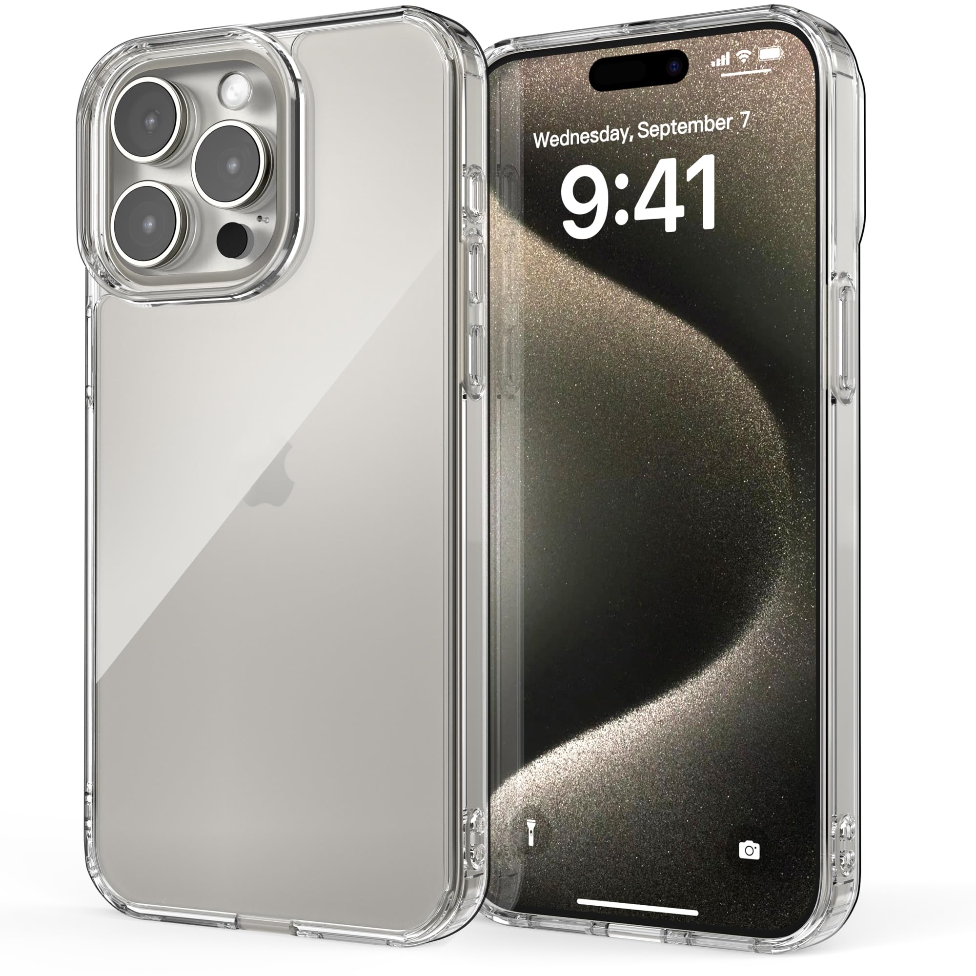 for iPhone 15 Pro Max Case 6.7-inch, Clear Phone Case Non-Yellowing Military Grade Protection Shockproof Anti-Scratch TPU Bumper Hard PMMA Back Slim Lightweight Transparent Protective Cover