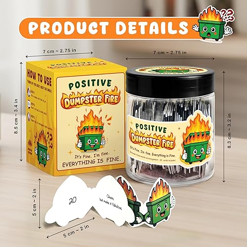 Miniatura 2 de 60 tarjetas de fuego positivas para contenedores de basura Contenedor de basura de apoyo emocional con tarjetas de afirmación Accesorios de