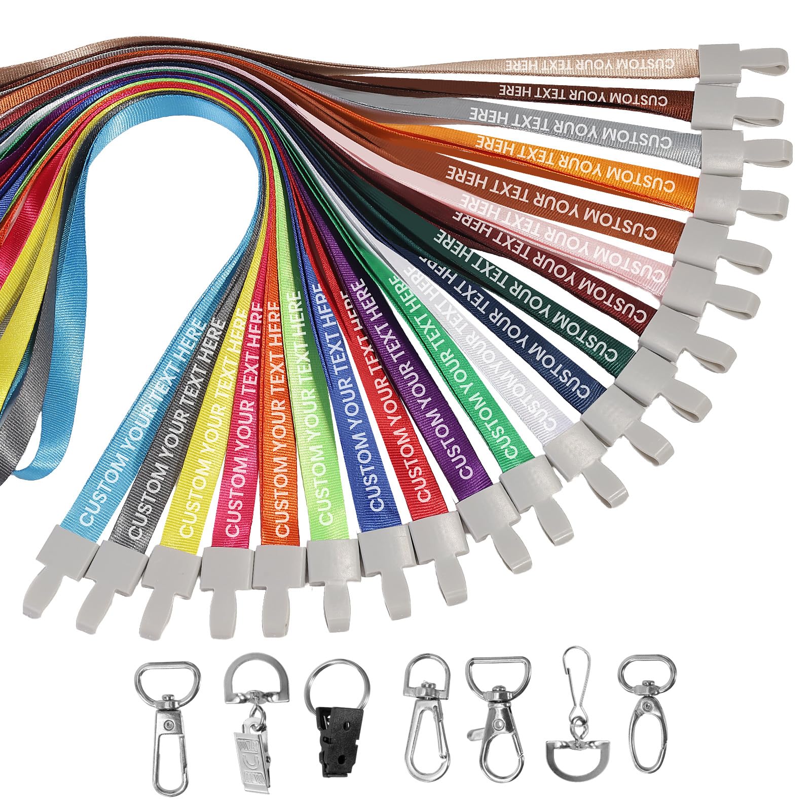 Custom Lanyards Personalized with Logo/Text/Name, Bulk Breakaway Neck Straps with Clips for ID Badges, Keys, School & Office Events (20-1000PCS)