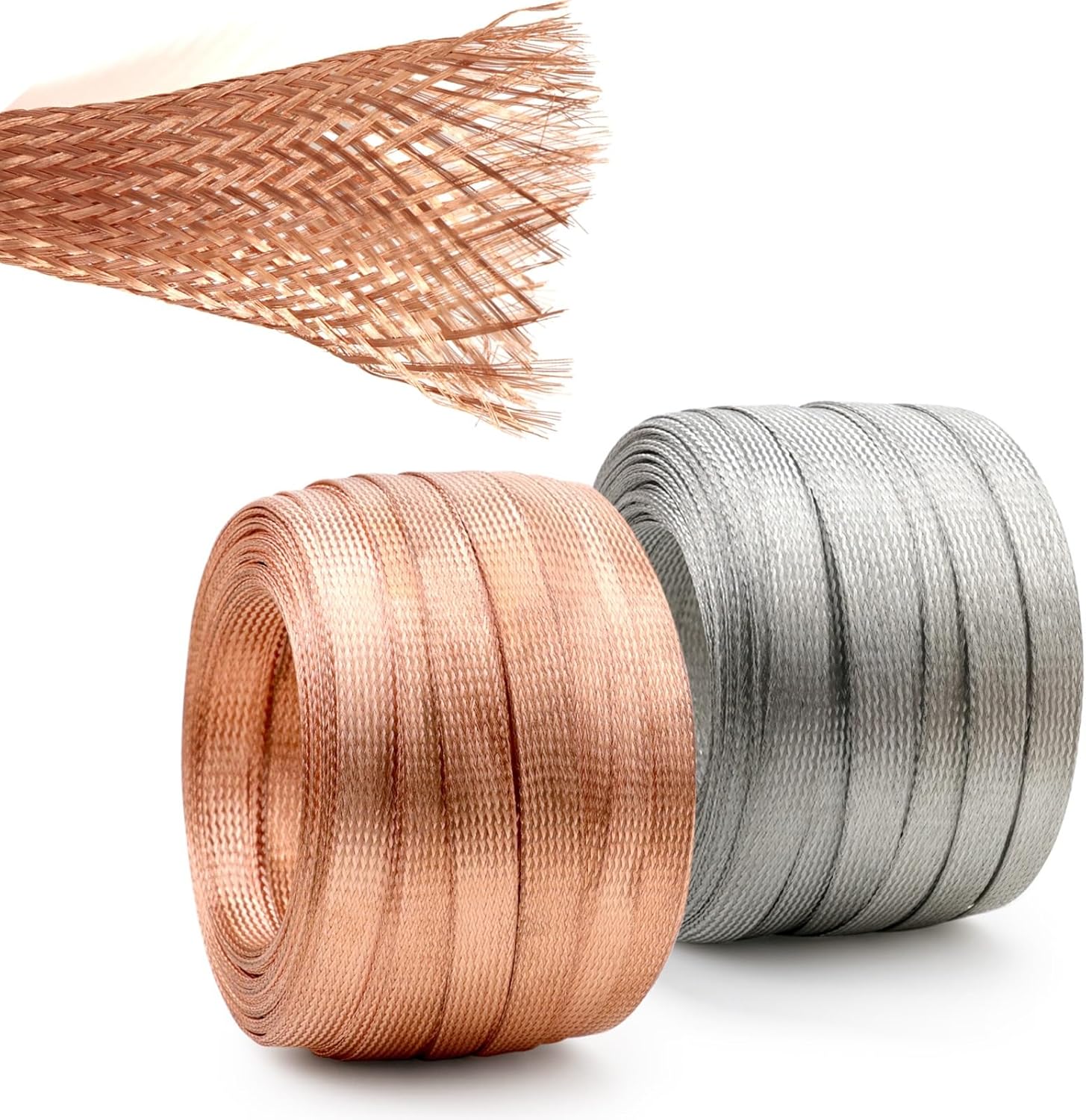 2–28mm High-Density Copper Braided Shielding Mesh Sleeve, Flexible Pure/Tinned Coppers Expandable Safety Cable Sheath for EMI Reduction & Grounding(Tin-Plated Copper,6mm)