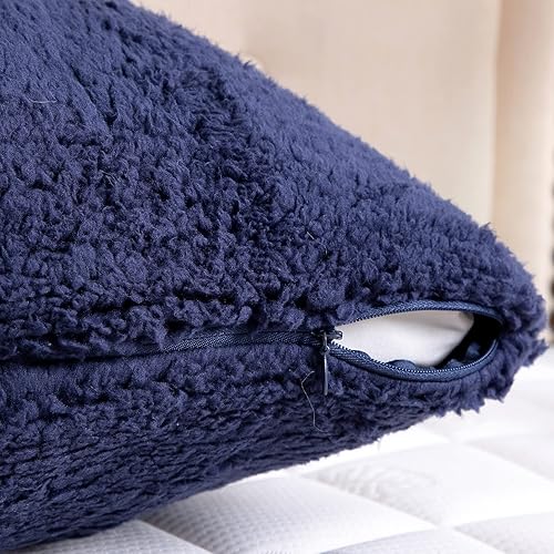 Miniatura 5 de Reafort - Funda de almohada Sherpa (azul marino, funda estándar de 20 pulgadas x 26 pulgadas)