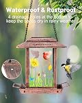 DesGully Solar Bird Feeders pour l'extérieur - 2.5 LBs Métal sauvage Grand & Petit mangeur d'oiseaux pour la suspension extérieure, idées cadeaux pour les graines de cour de jardin d'Avian Enthusiast (Proof-Chew, résistance aux intempéries)
