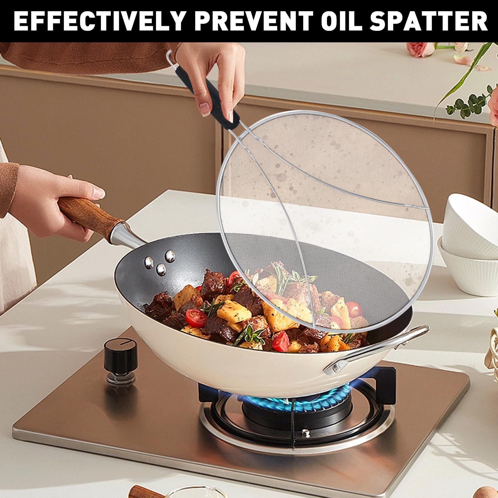Snapklik.com : 11 Inch Grease Splatter Screen For Frying Pan