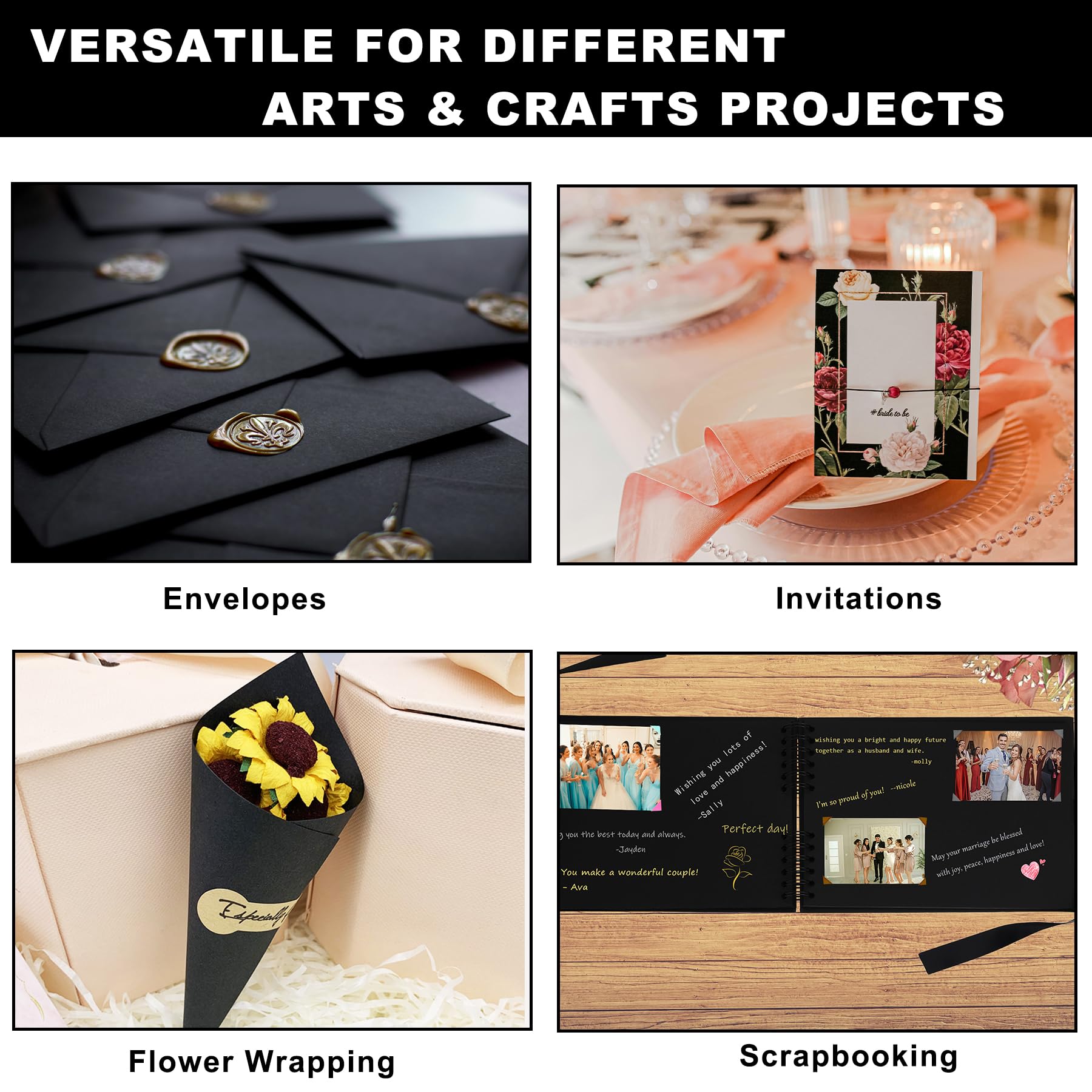300 Sheets 5x7 Cardstock Black Craft Cardstock Blank Cardstock - View #8