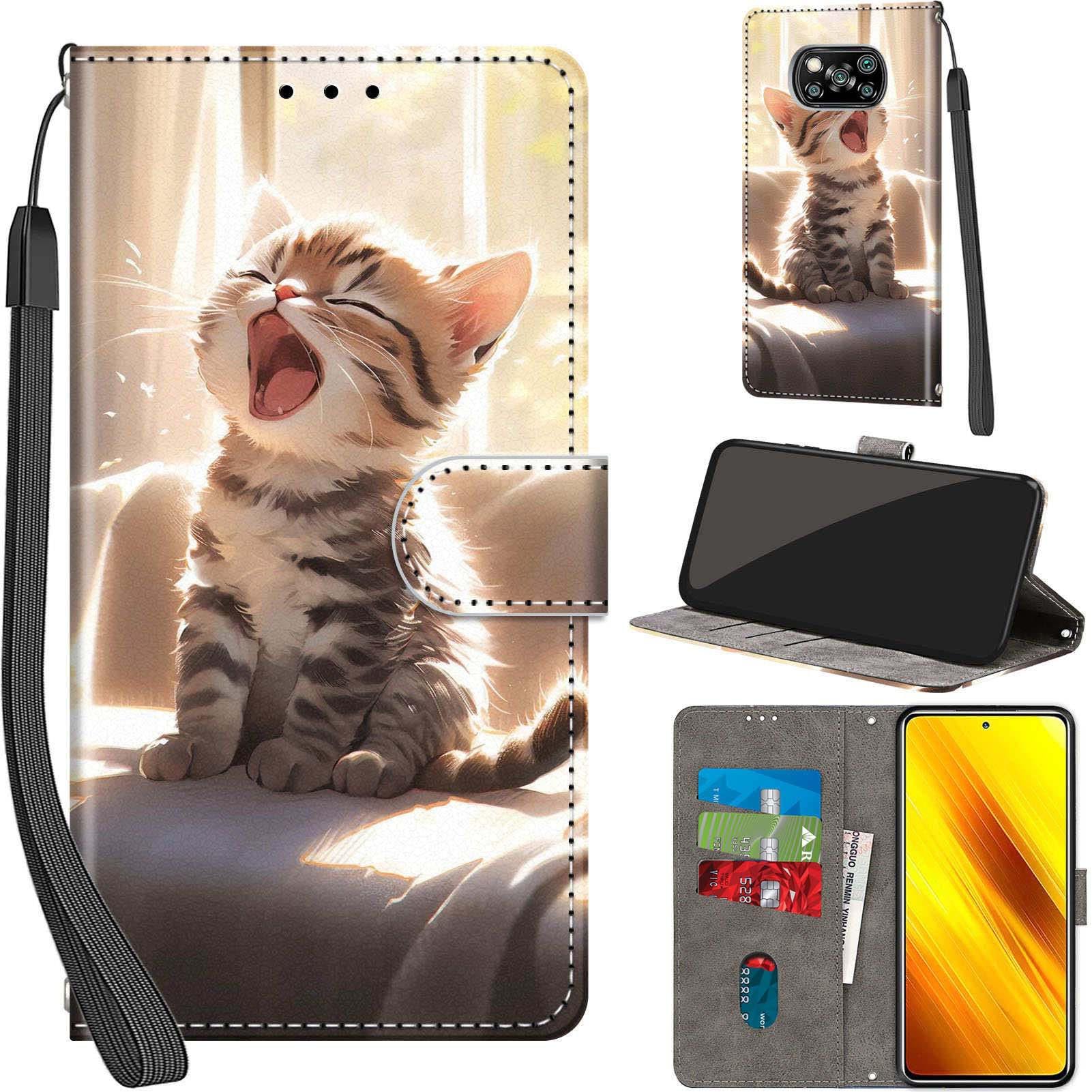 Custodia Portafoglio In Pelle PU Con Slot Per Schede Per Xiaomi Poco X3 NFC / X3 / X3 Pro - Antiurto, Chiusura Magnetica, Funzione Supporto, Colore Blu Con Motivo In Rilievo - 3