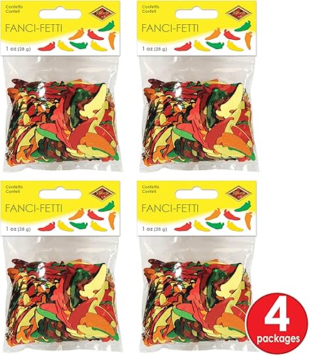 Miniatura 5 de Beistle , 4 paquetes de chile Fanci Fetti, 1 onza de confeti en paquete, total de 4 onzas de confeti