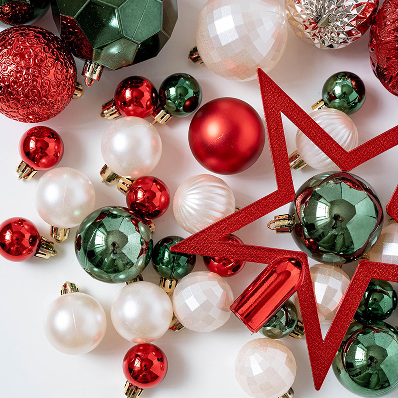 Set di 50 ornamenti natalizi infrangibili con puntali per albero di Natale a forma di stella, per interni ed esterni, decorazioni per le festività