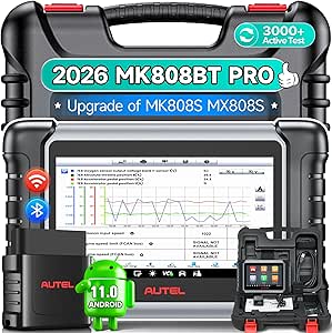 Autel Scanner MaxiCOM MK808BT PRO, 2026 V2.0 Bidirectional Diagnostic Tool as MK900BT MK900 MX900, New Ver. of MK808S MX808S, 3000+ Test, 28+ Service, All System, Brake Bleed Injector Coding, FCA OS11