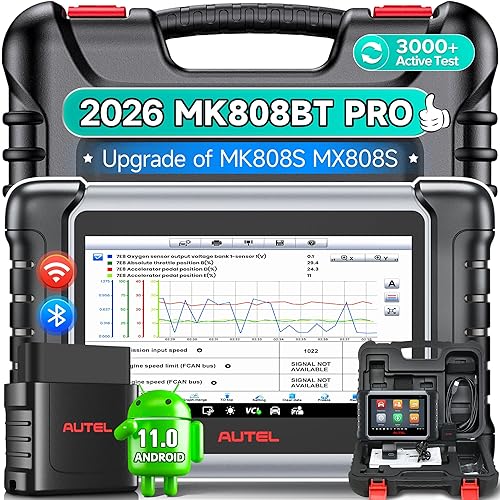 Autel Scanner MaxiCOM MK808BT PRO, 2026 Bidirectional Tool as MK900BT, Up Ver. of MK900 MaxiCheck MX900 MK808S MX808S, 3000+ Test, 28+ Service, All System Diagnostic, Injector Coding, FCA Android 11