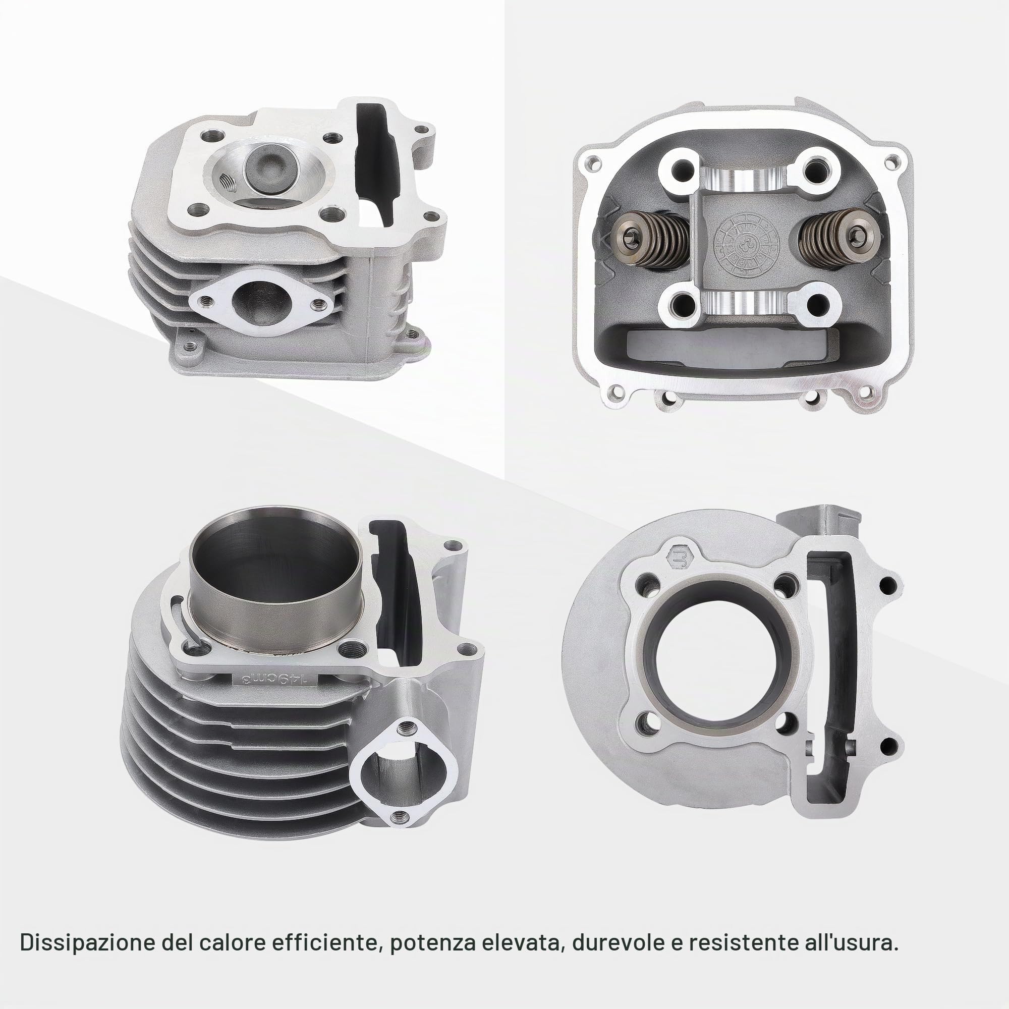 GOOFIT 57,4 mm Cilindro Motore Testine Cilindriche Guarnizioni Guarnizioni Pistone Kit GY6 4 Hub 125cc 150cc 150cc 157QMJ 152QMI Big Bore Kit Di Ricostruzione Testa Cilindro Sostituzione Per Taotao Quads Gokarts Moto Testa Scooter Cinese