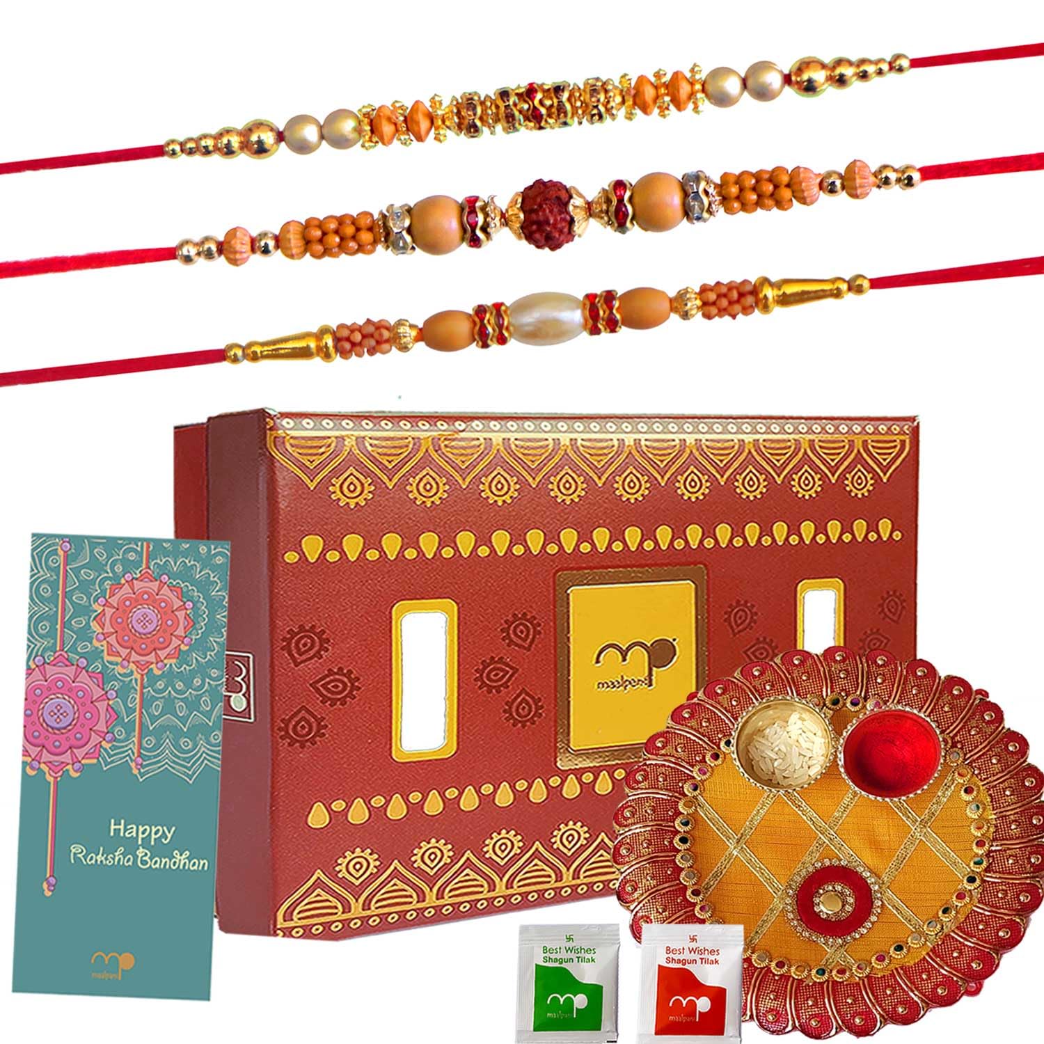 Maalpani Rakhi with Puja thali - multicolur Medium Size -Rakhi Thali for Brother-D3022T-MC (B0CDQLWBYR) Amazon Price History, Amazon Price Tracker
