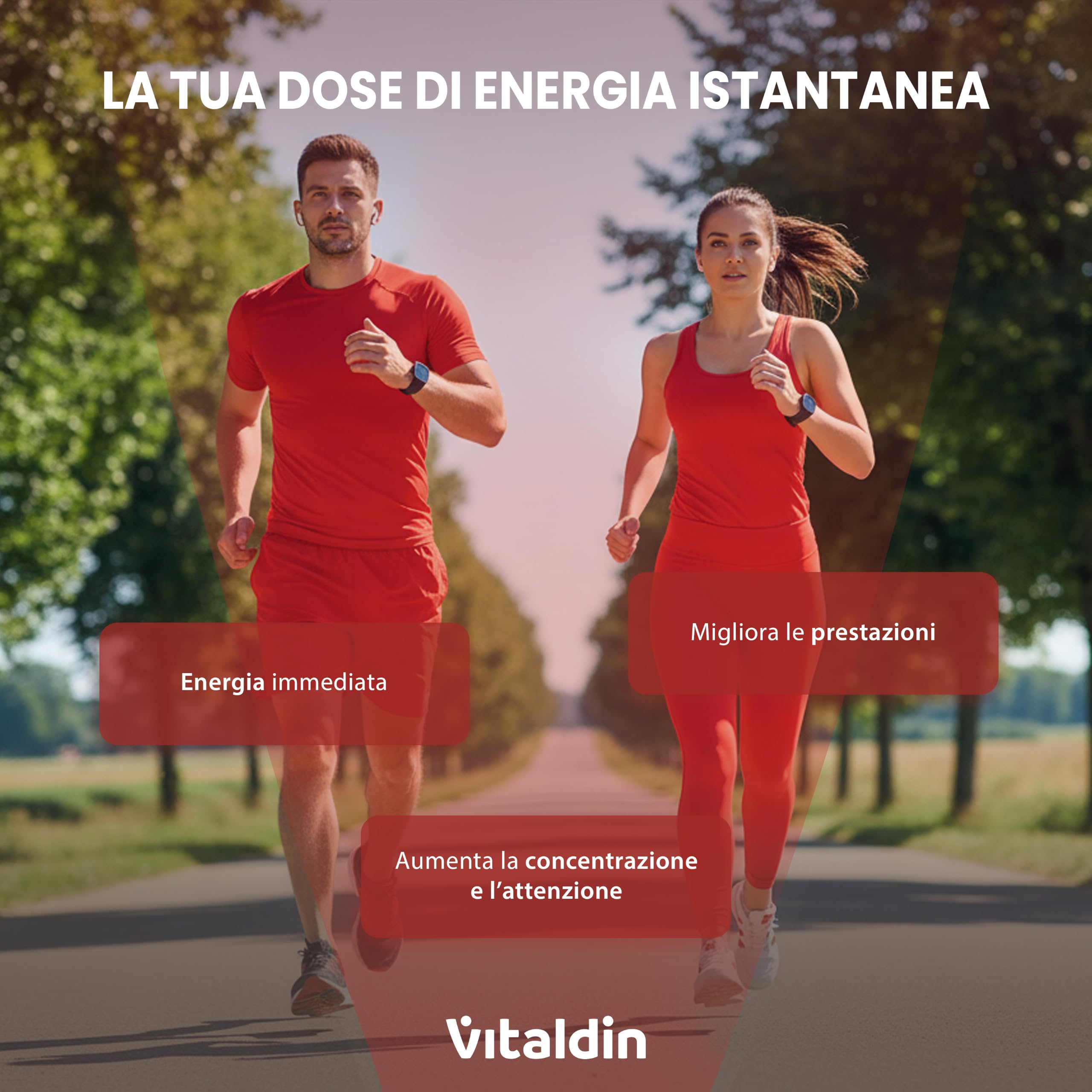 VITALDIN SPORT Power Gummies – 80 mg Caffeina, 40 mg Taurina per dose + Vitamina B6 – 30 Caramelle Gommose – Bites gusto Frutti Rossi – Vegano