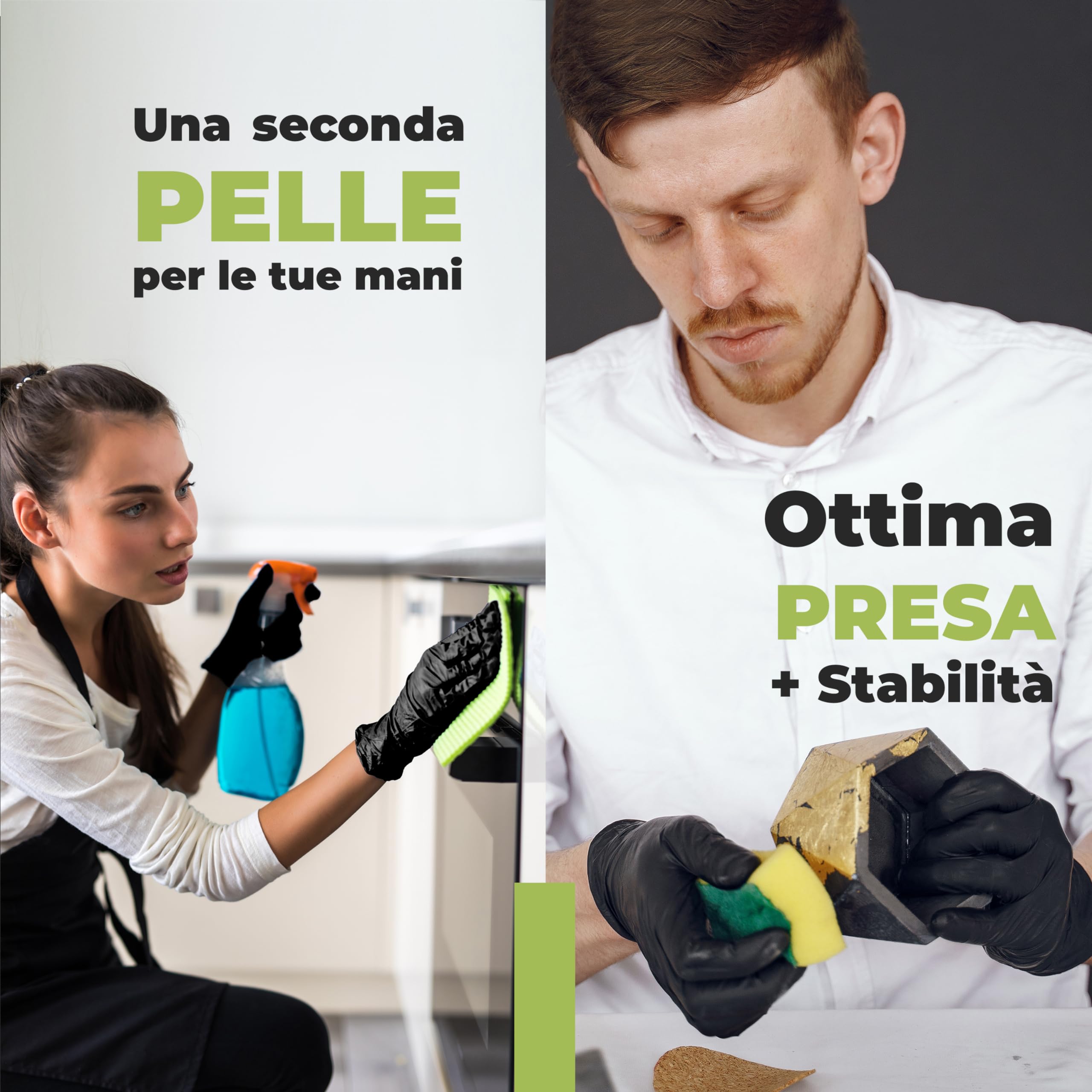 1000 Guanti in Nitrile L Neri Monouso Anallergici Gr. 4.0, Senza Polvere, Senza Lattice, Ottimi per Estetisti, Tatuatori, Officine, Ambiti Medici e Manipolazione Alimenti (L, Neri)