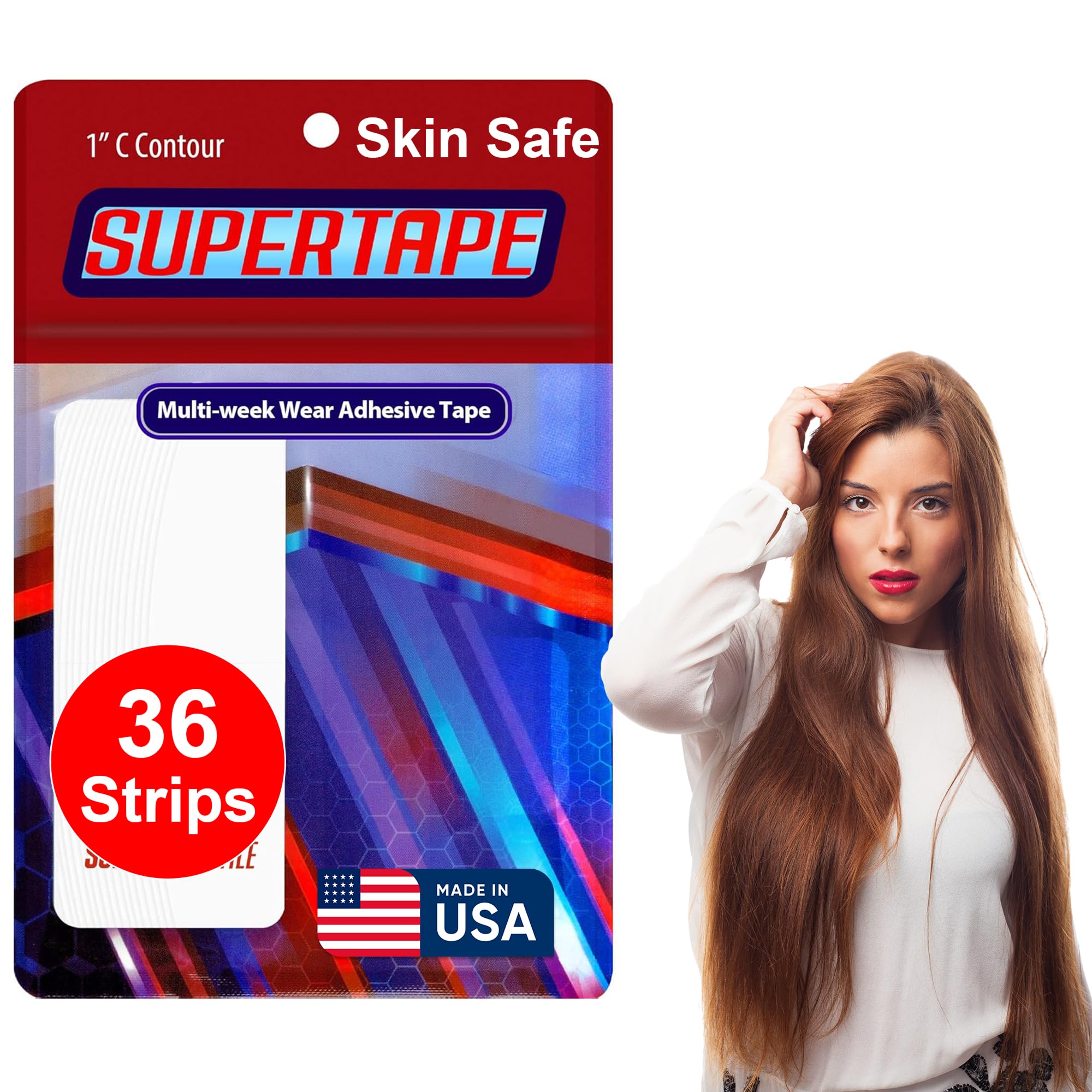 SUPERTAPE Contour 1" C Lace Tape for Wigs Waterproof, Double Sided Wig Tape, Lace Front Wig Tape Double Sided Ultra Hold, Double Sided Hair Tape