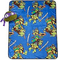Vista 2 de Jay Franco Nickelodeon Teenage Mutant Ninja Turtles Mutant Mayhem Donatello Nogginz Set - Manta de 40 x 50 pulgadas y almohada de felpa, juego súper