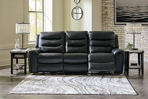 Miniatura 2 de Signature Design by Ashley Warlin - Moderno sofá reclinable de piel sintética con reposacabezas ajustable, color blanco