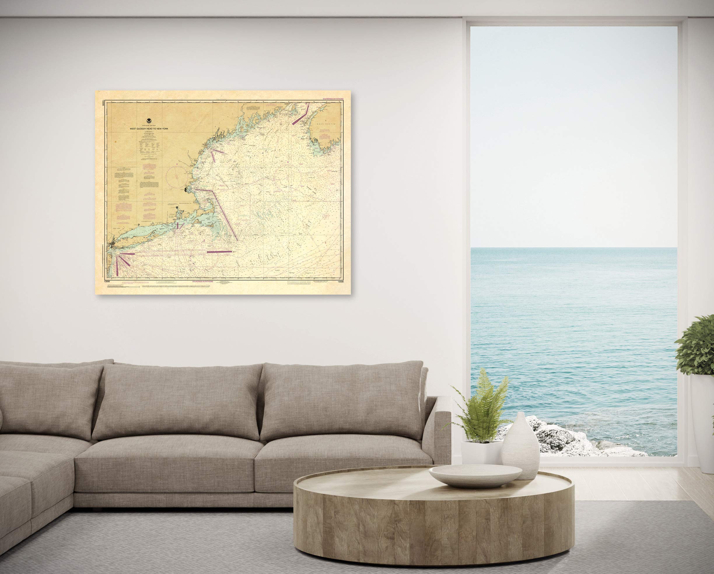 Paradise Cay Publications, Inc. Antiqued NOAA Chart 13006: West Quoddy Head to New York