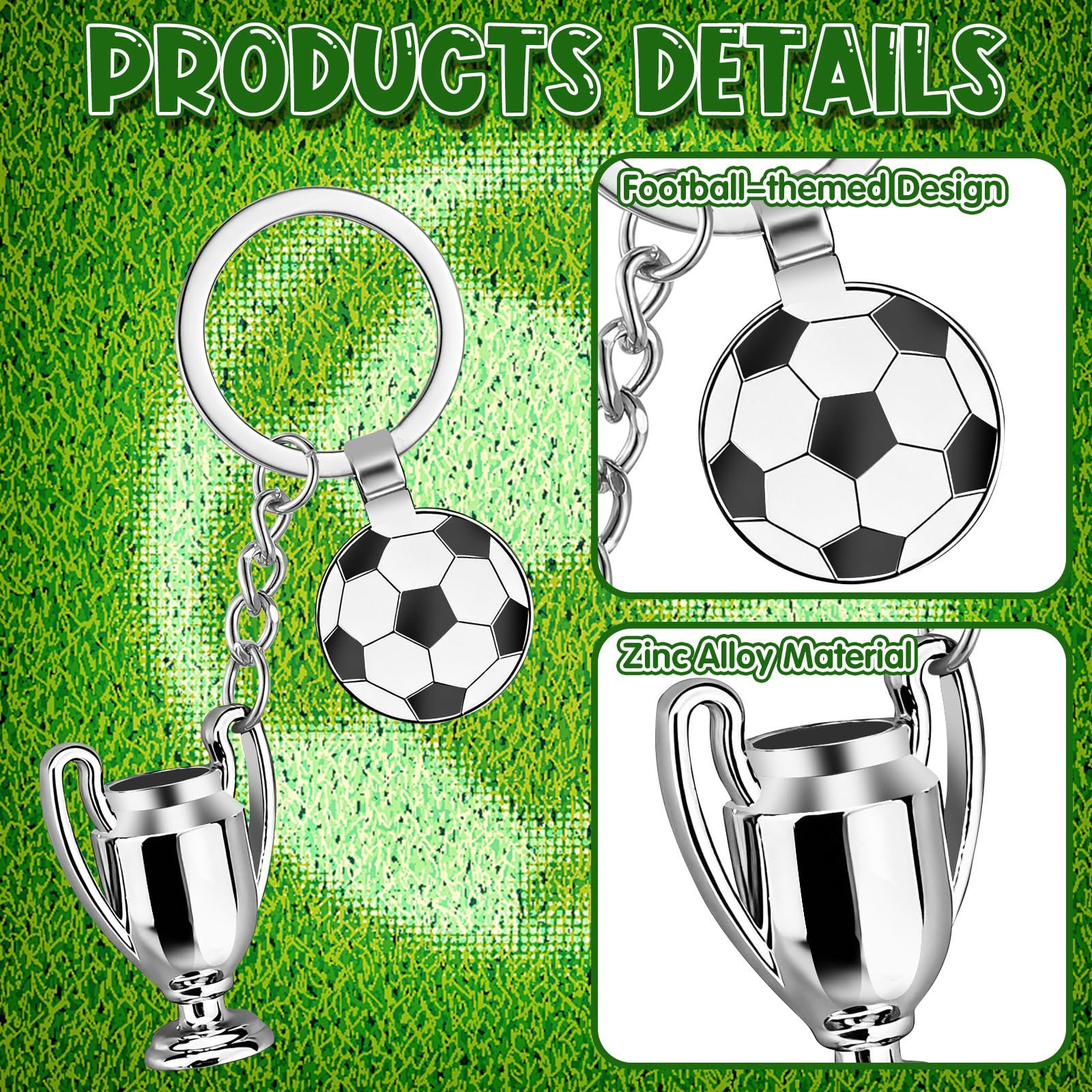 Mini llavero de balón deportivo - Llavero de balón de fútbol de aleación de zinc premium con 2026 accesorios deportivos, llavero versátil para coche, bolso, etiqueta de equipaje, regalo de recuerdo - 4